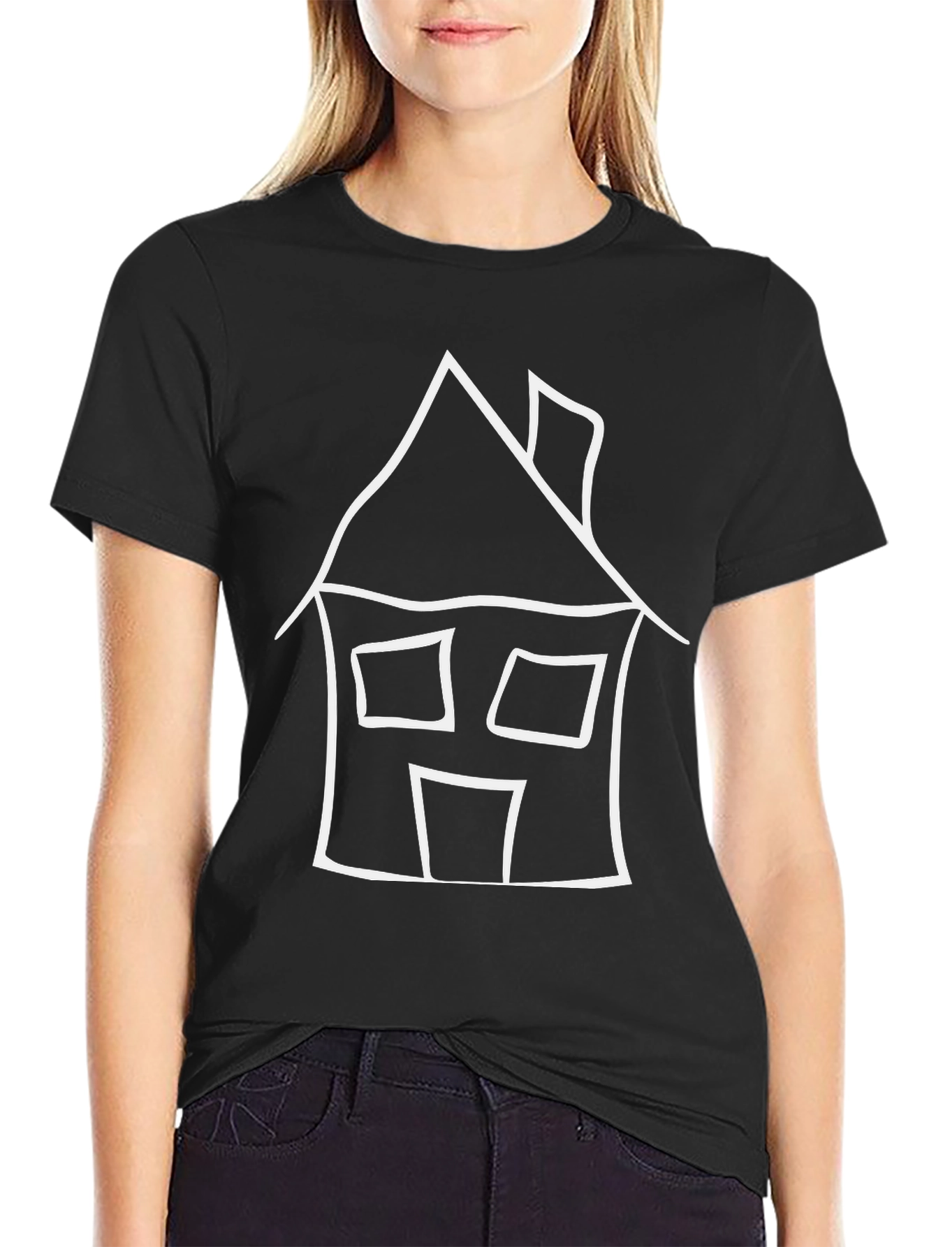 House Drawing Black T-Shirt