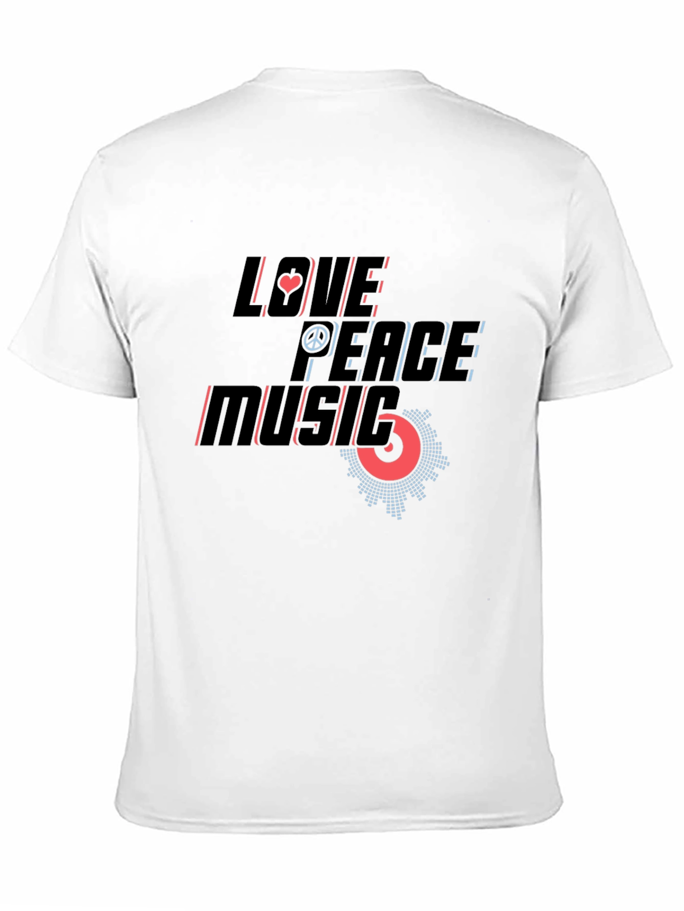 Love Peace Music Graphic Print Black T-Shirt