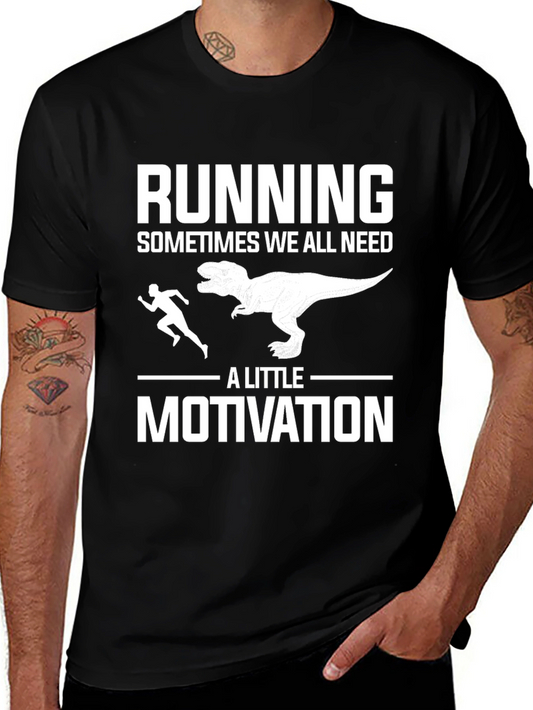 Running Motivation T-Shirt - Dinosaur Chase Design