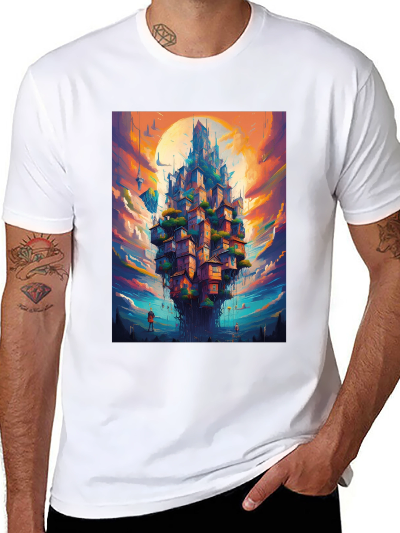 Fantasy Floating City Graphic T-Shirt