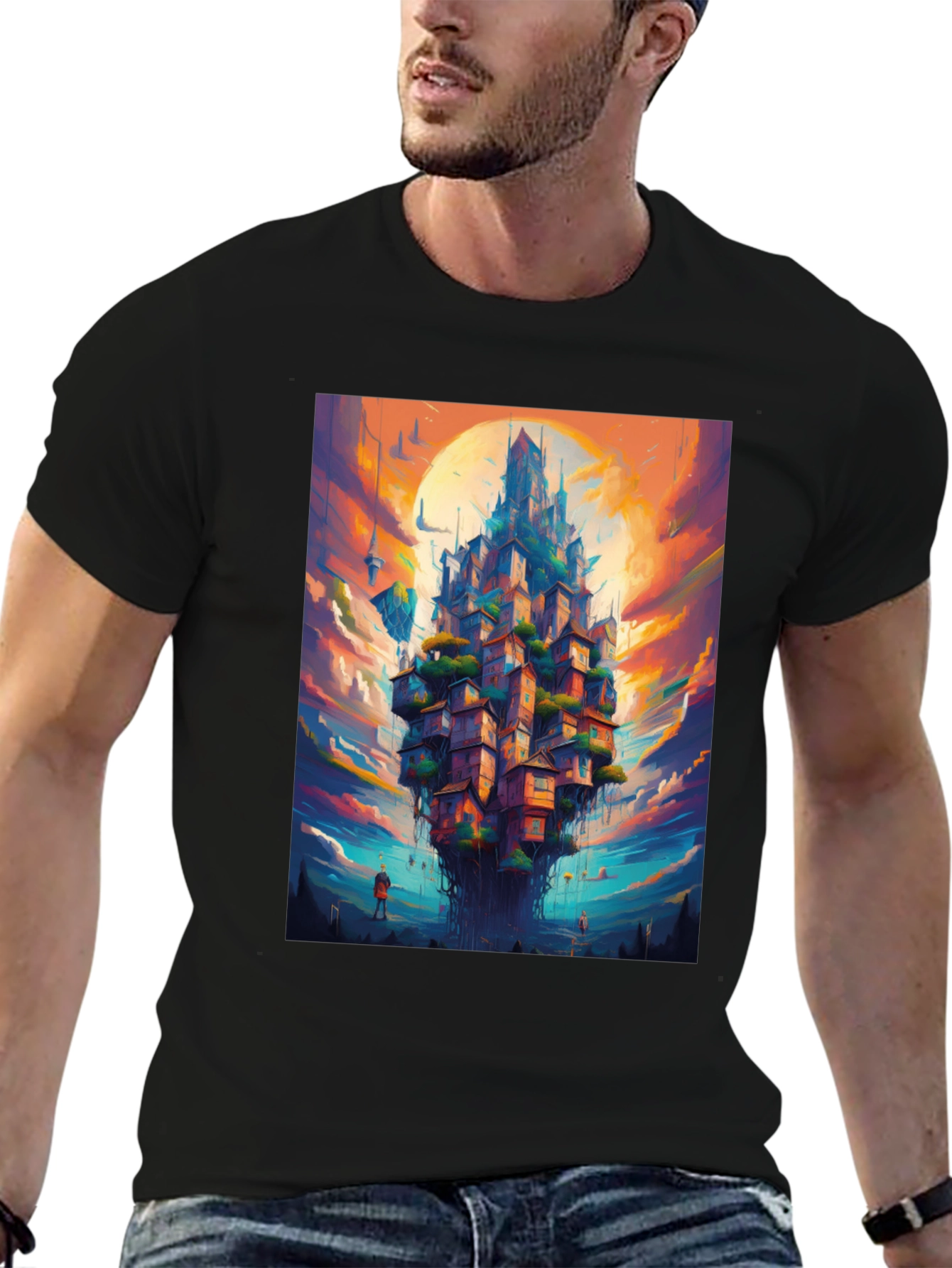Fantasy Floating City Graphic T-Shirt