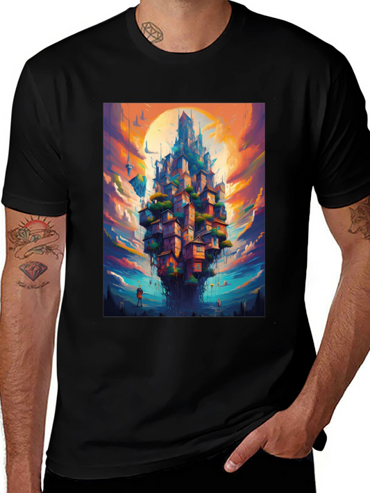 Fantasy Floating City Graphic T-Shirt