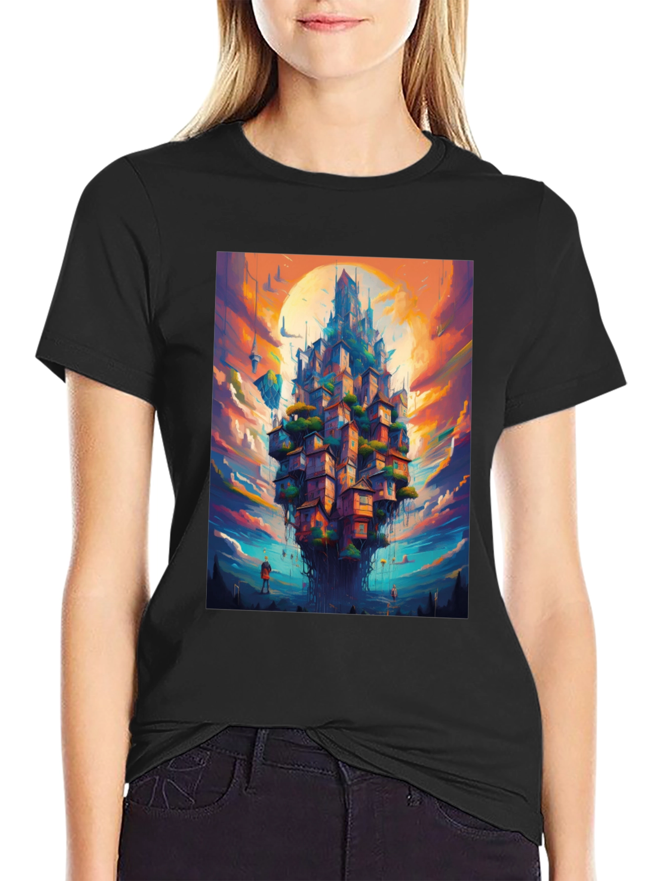 Fantasy Floating City Graphic T-Shirt