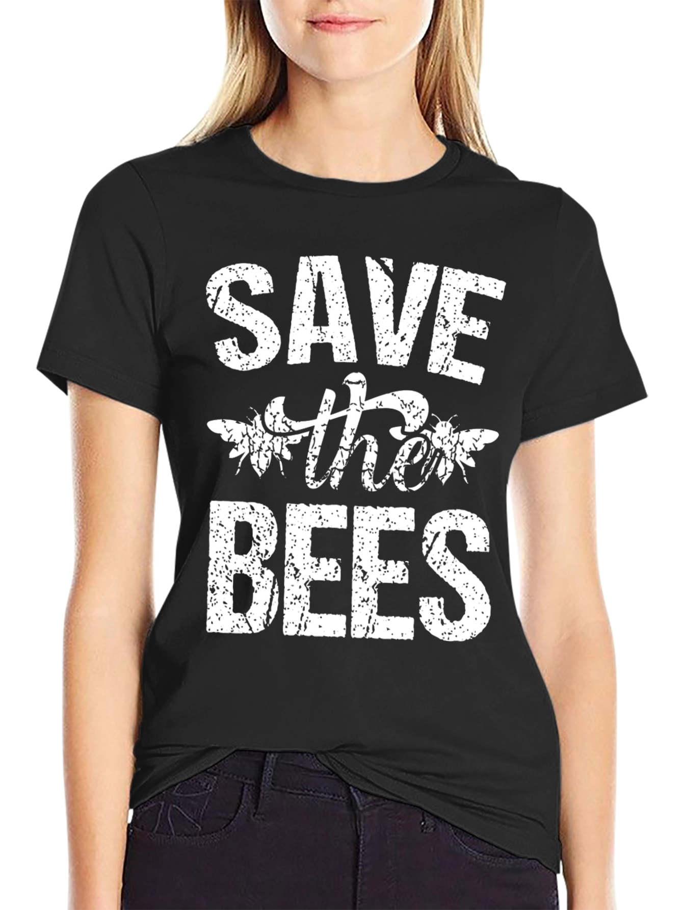 Save the Bees Graphic Tee - Black Cotton