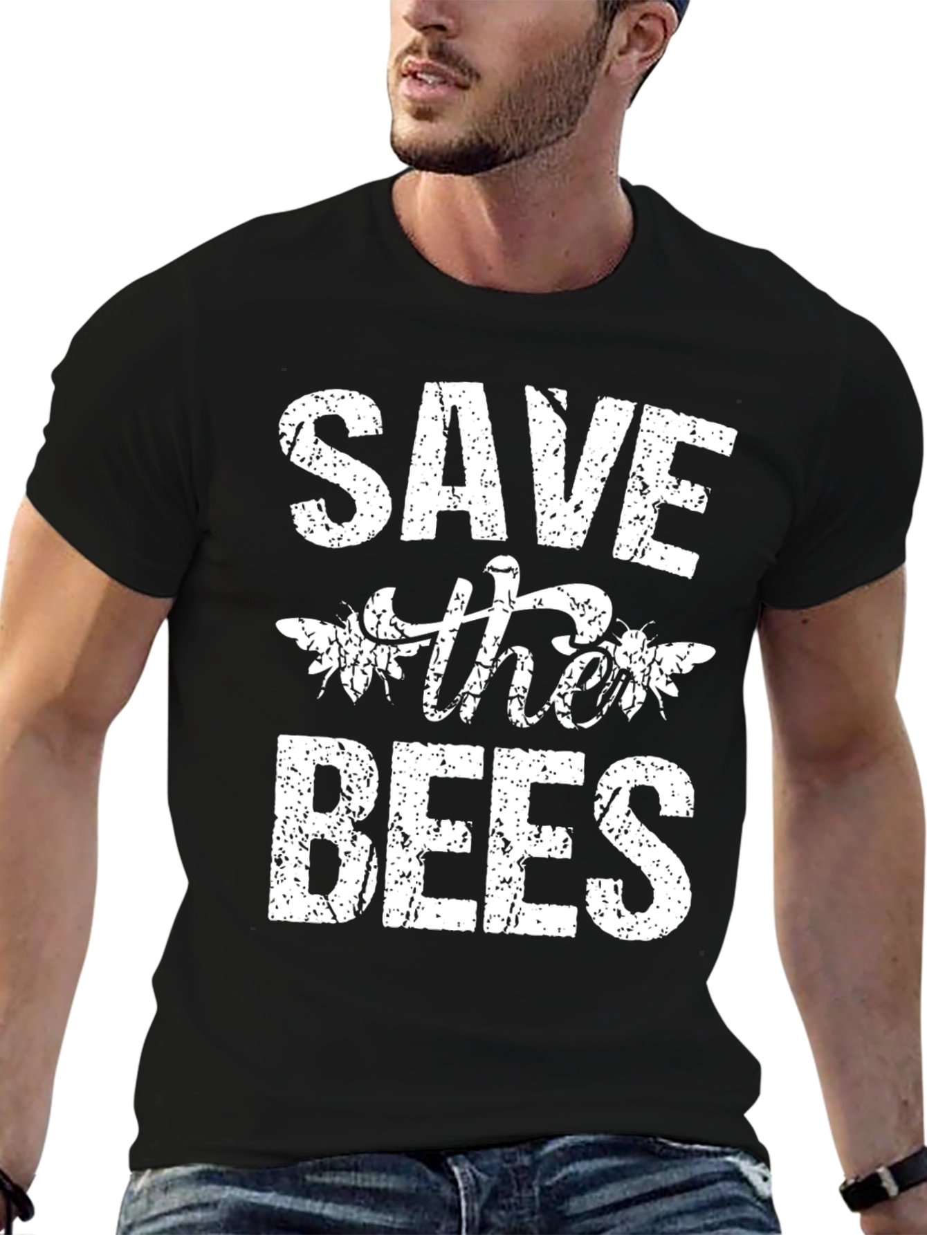 Save the Bees Graphic Tee - Black Cotton