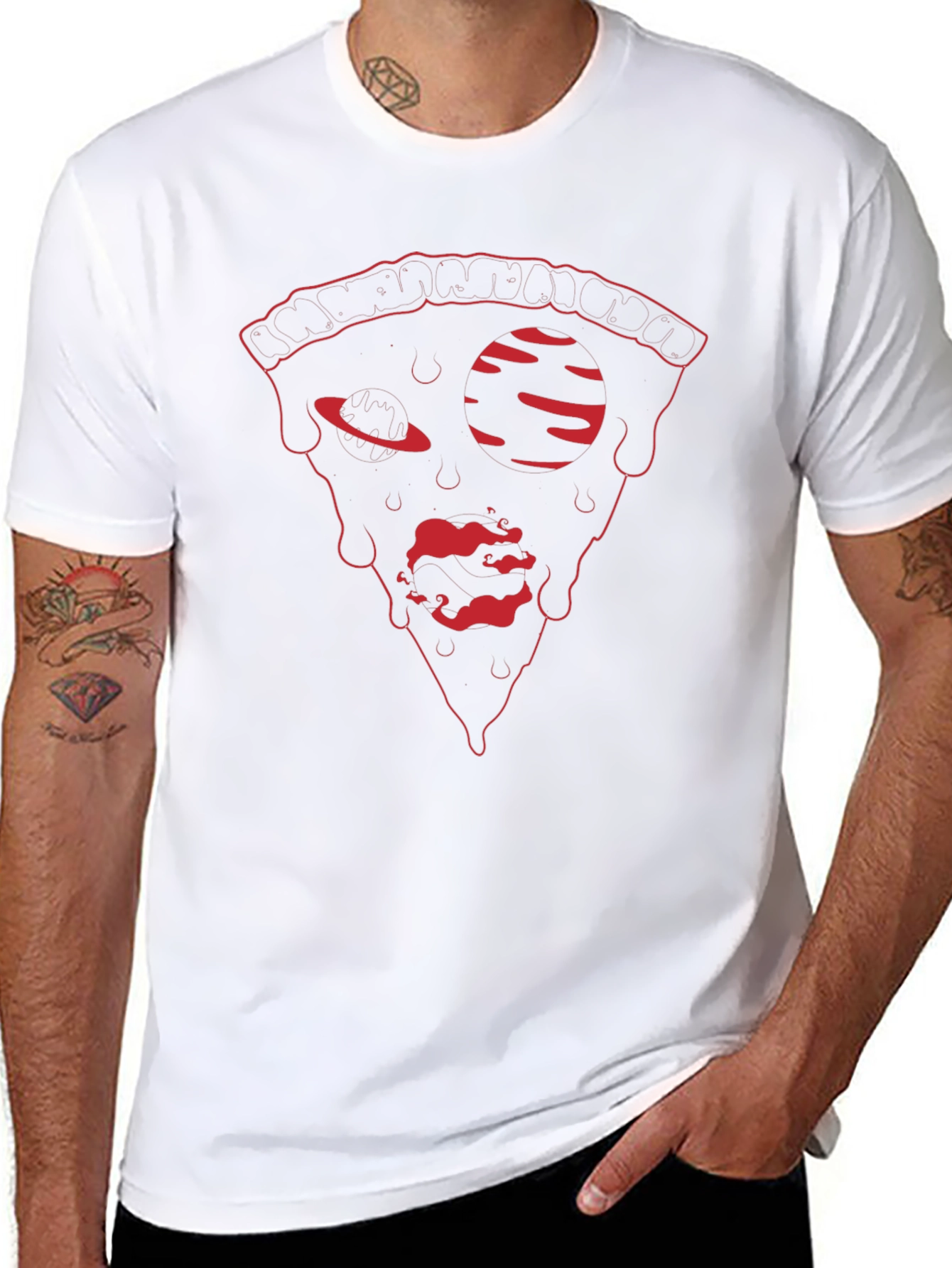 Pizza Graphic Tee - Trendy Black T-Shirt