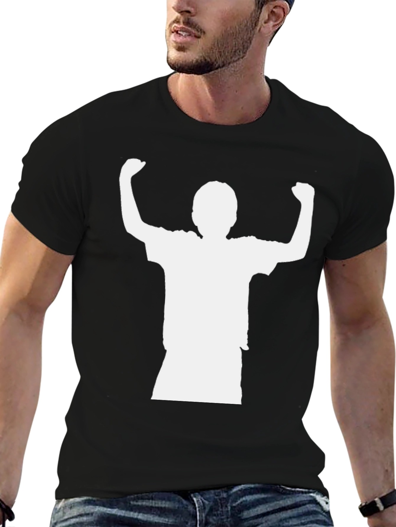 Black T-Shirt with Silhouette Print