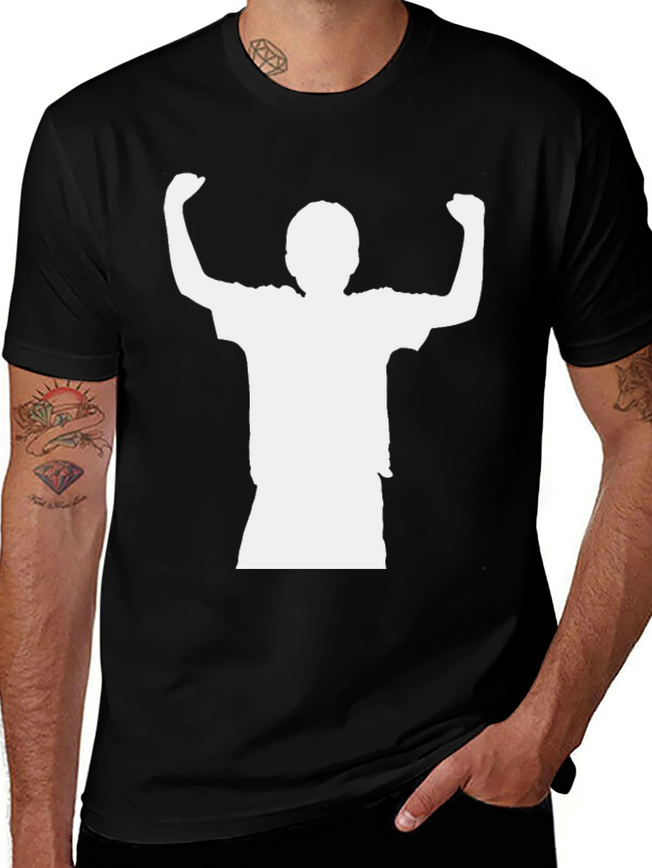 Black T-Shirt with Silhouette Print