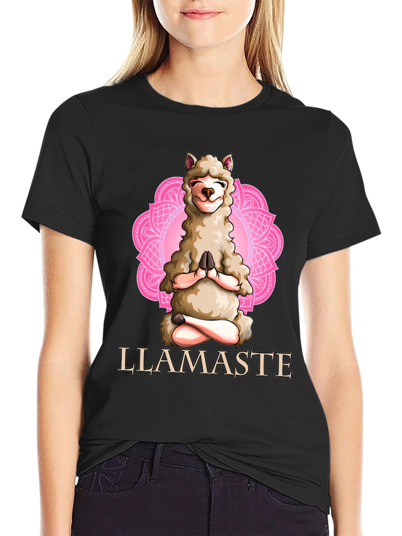 Llamaste Yoga Black T-Shirt