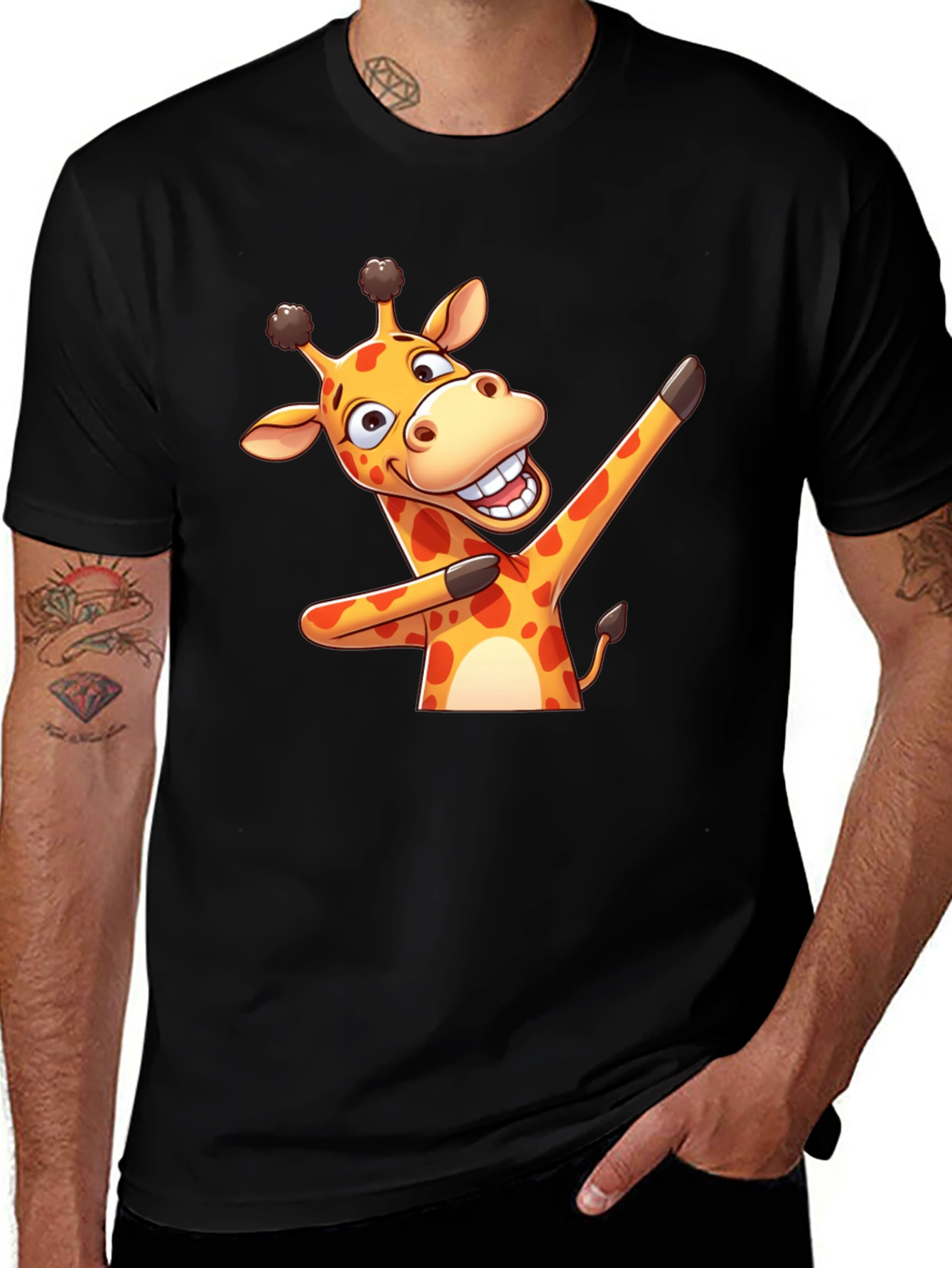 Dabbing Giraffe Graphic Tee - Fun Novelty T-Shirt