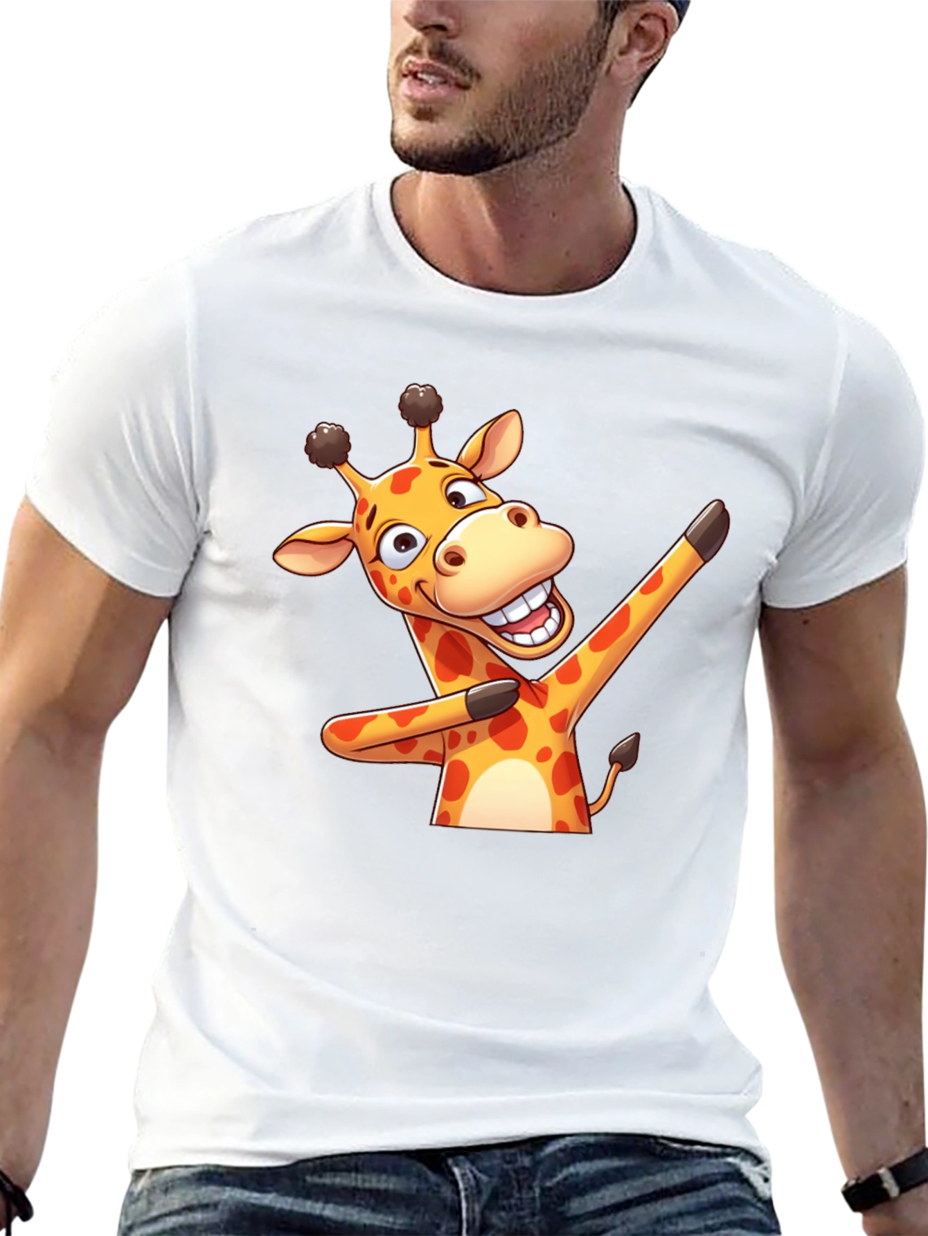 Dabbing Giraffe Graphic Tee - Fun Novelty T-Shirt