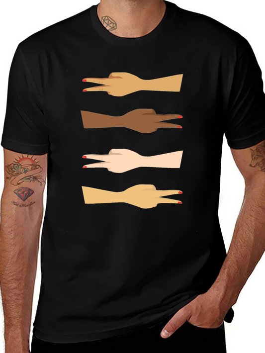 Diversity Peace Sign Graphic Tee - Black Unisex T-Shirt