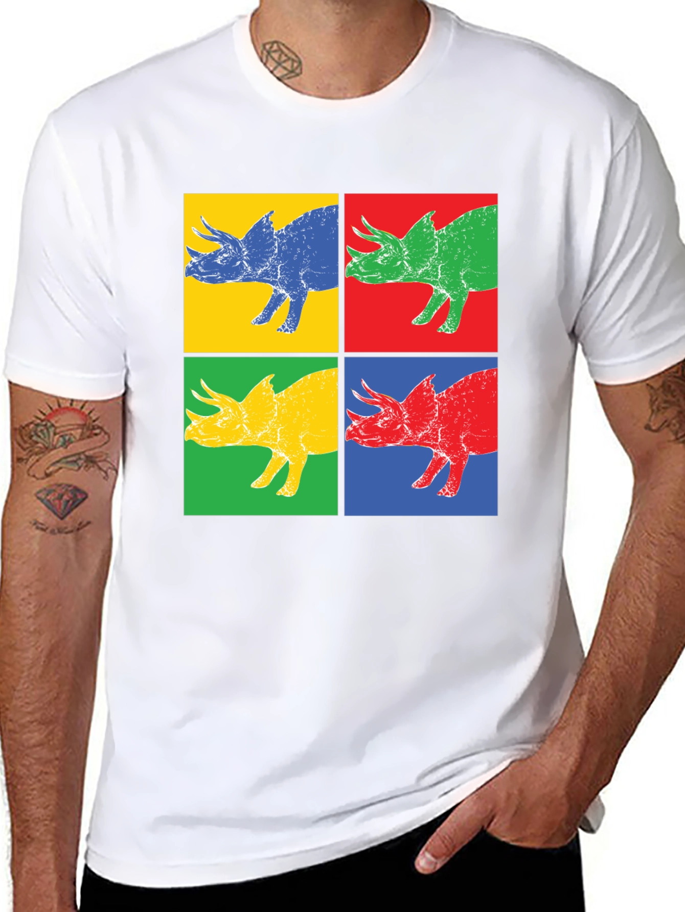 Pop Art Dinosaur Graphic T-Shirt