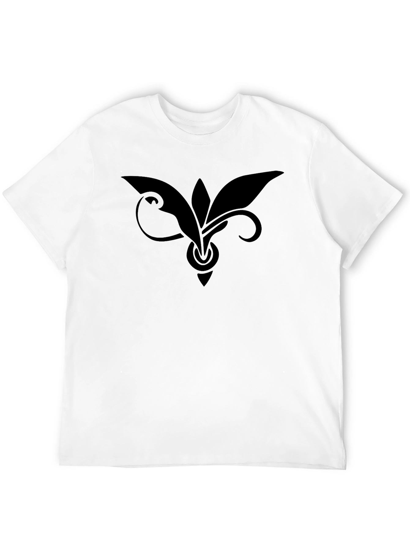 Mens Black T-Shirt with Abstract Floral Design