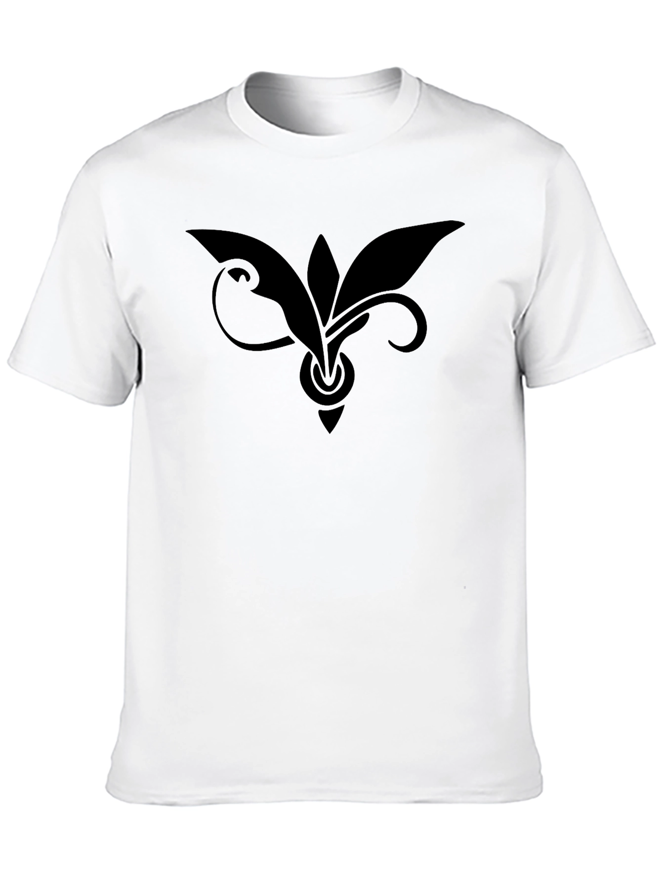 Mens Black T-Shirt with Abstract Floral Design
