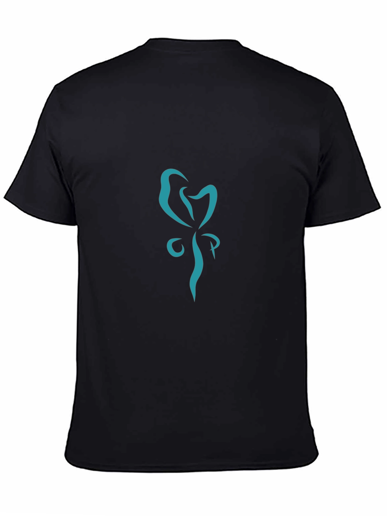 Stylish Black Tee with Abstract Teal Graphic