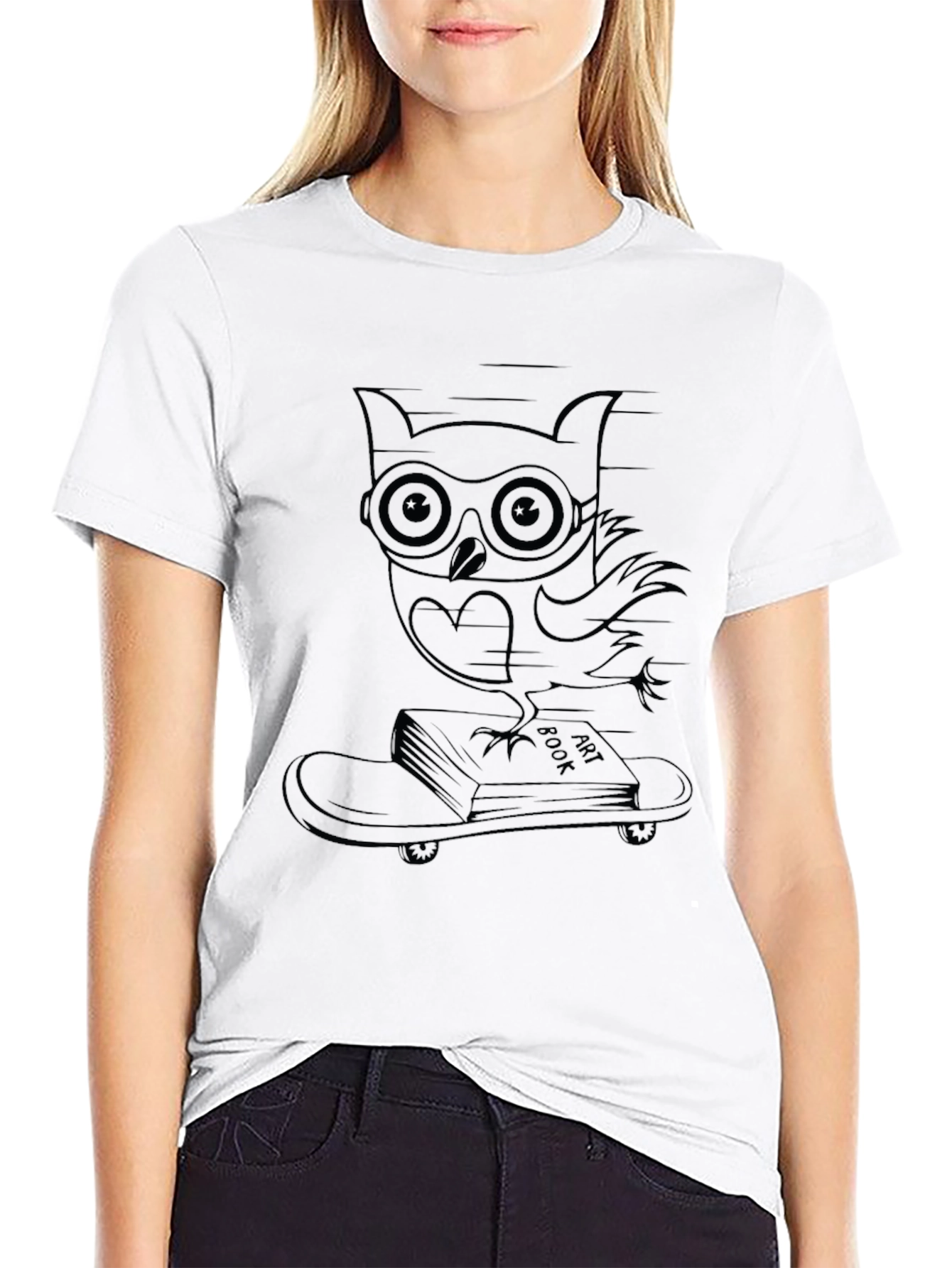 Cool Owl Skateboarder Tee - Black Graphic T-Shirt