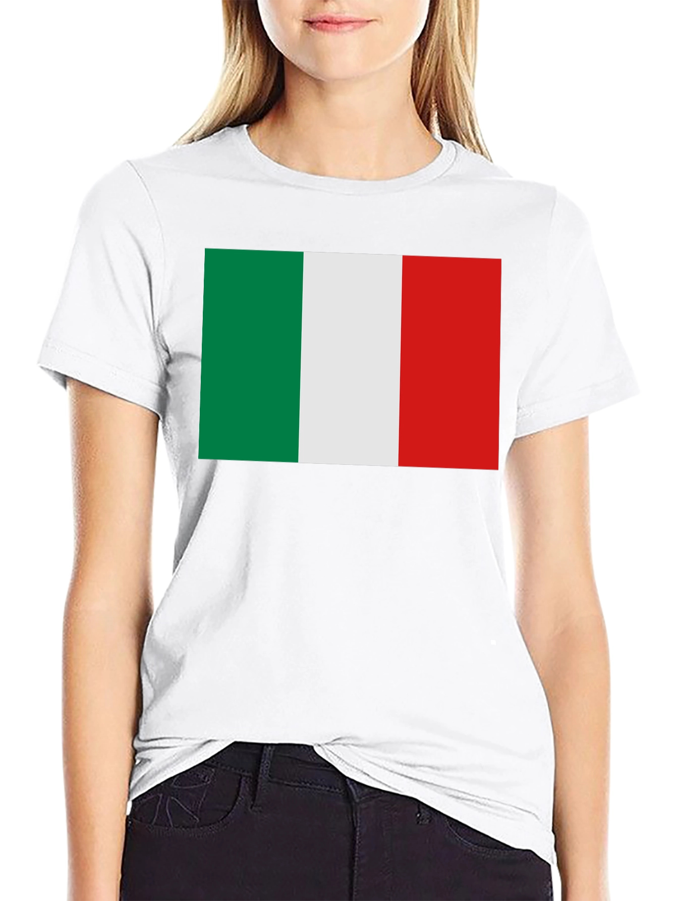 Italian Flag Graphic Tee - Black Crew Neck T-Shirt