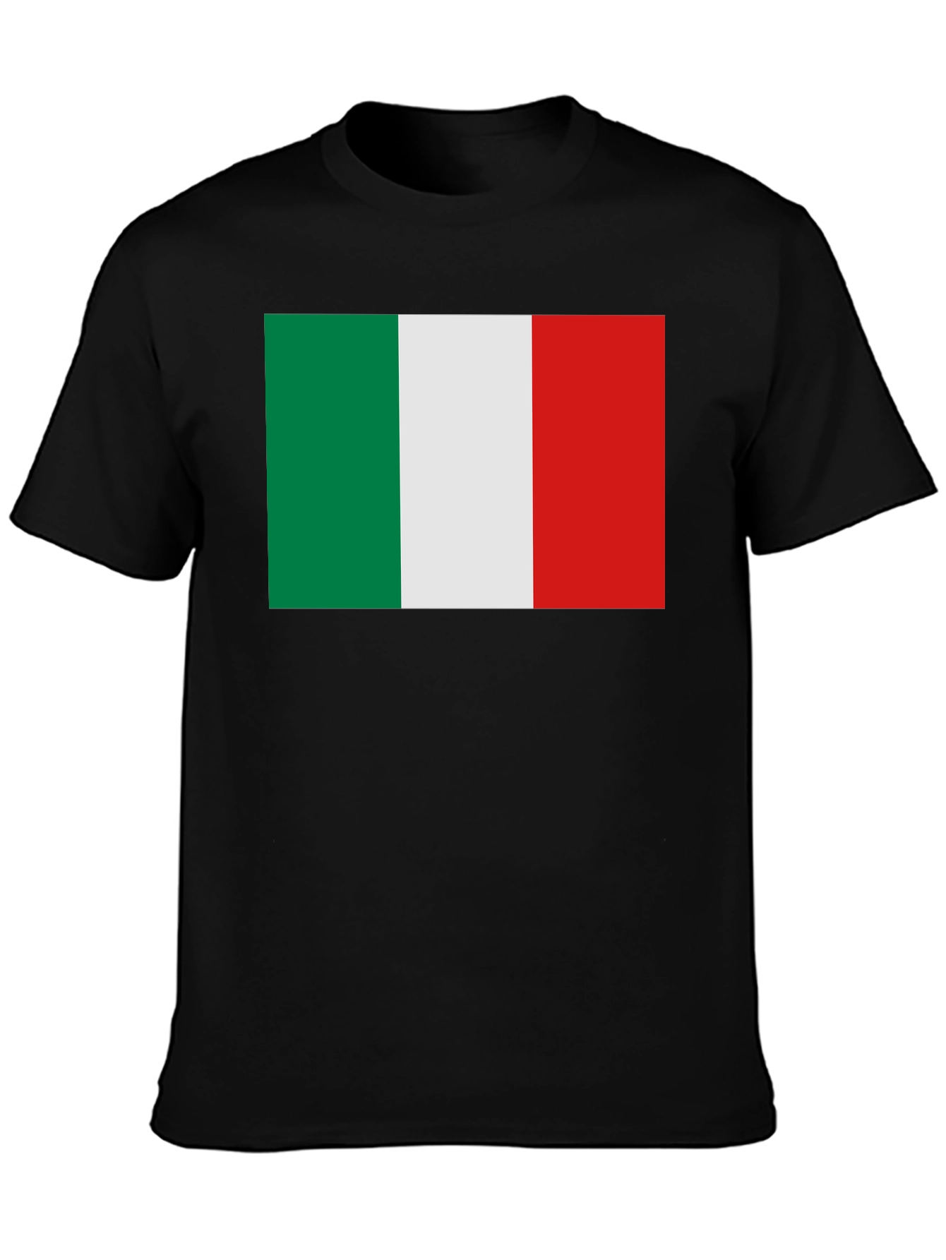 Italian Flag Graphic Tee - Black Crew Neck T-Shirt