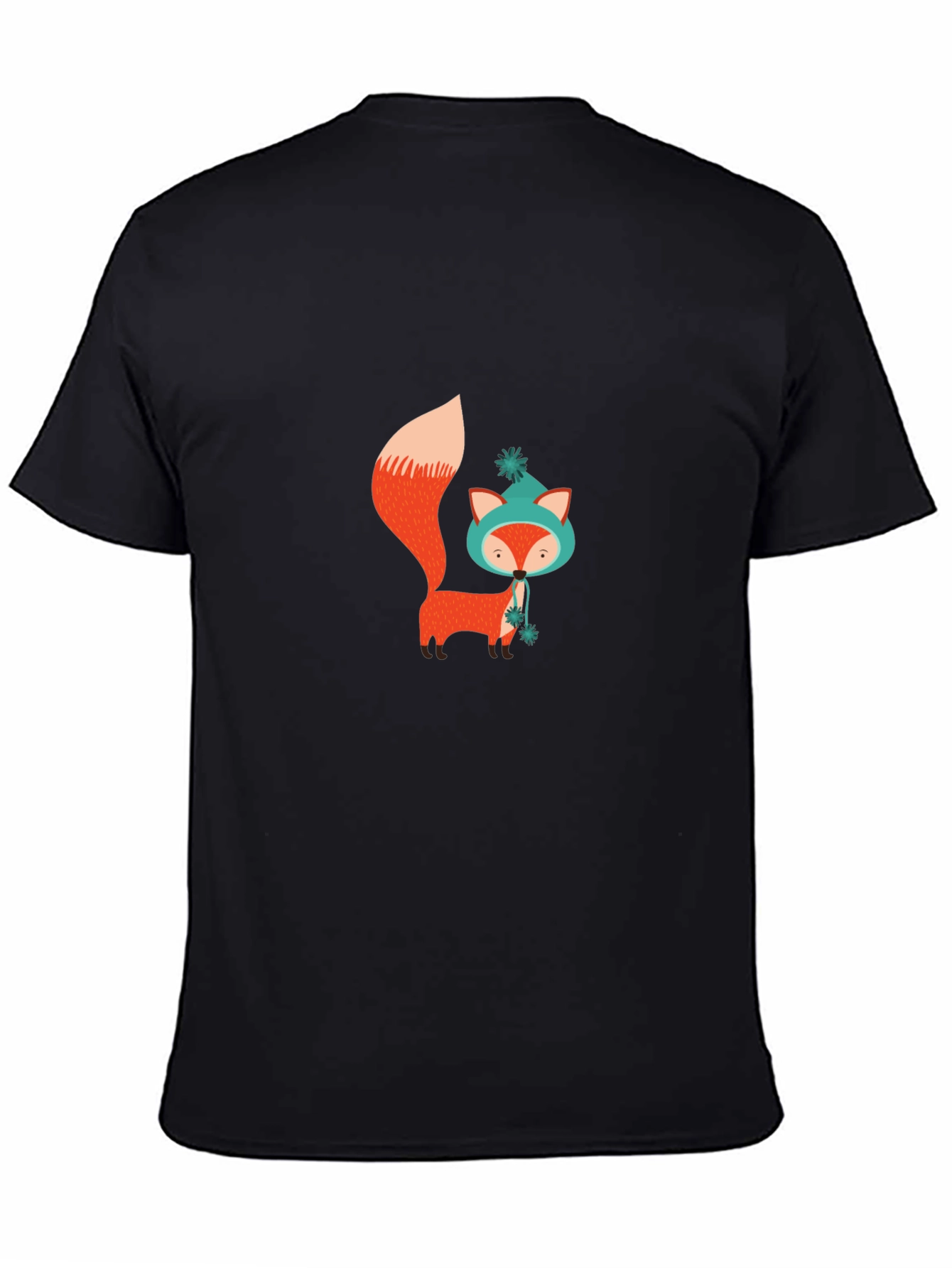 Cute Fox Graphic Black T-Shirt