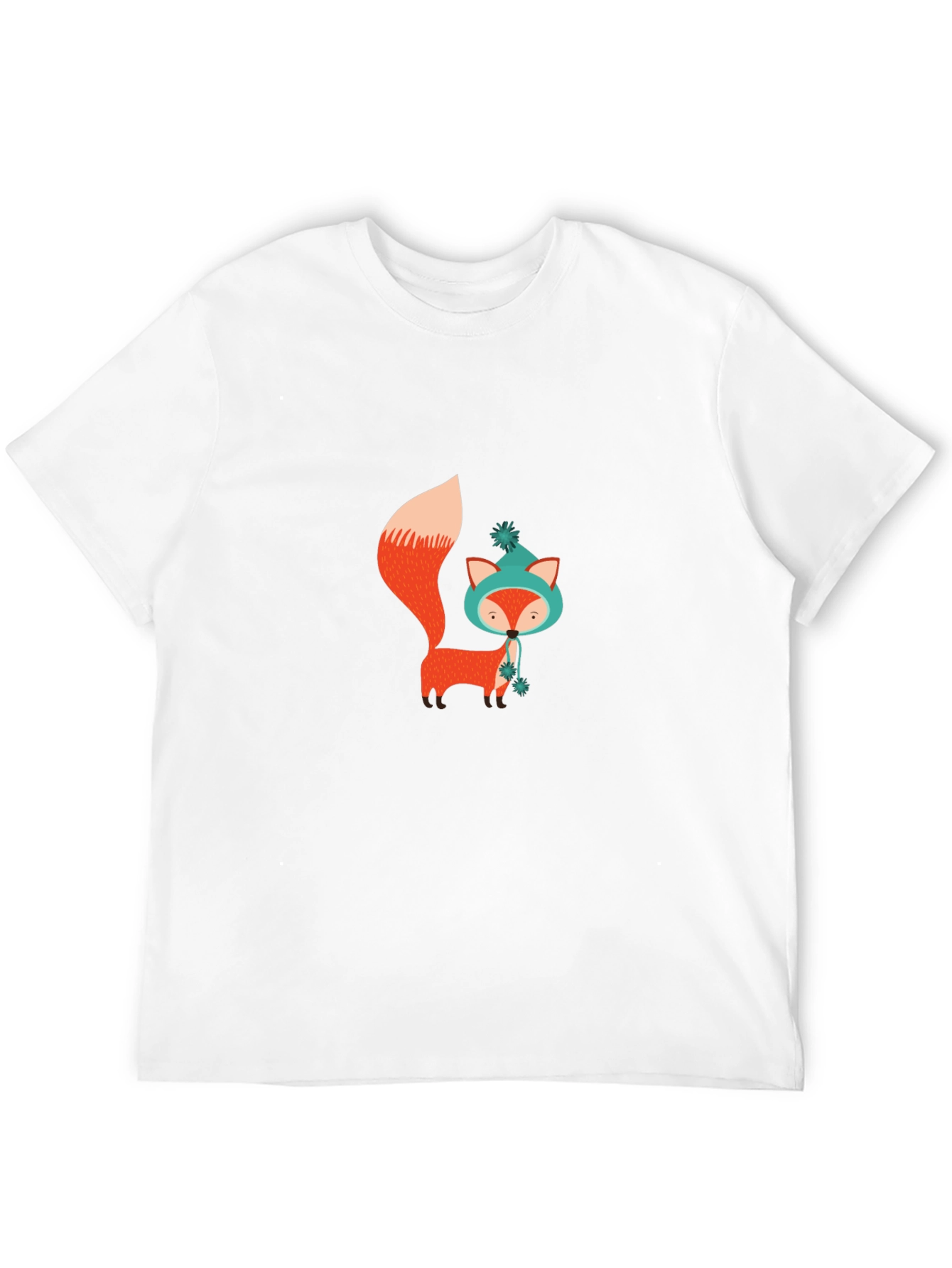 Cute Fox Graphic Black T-Shirt