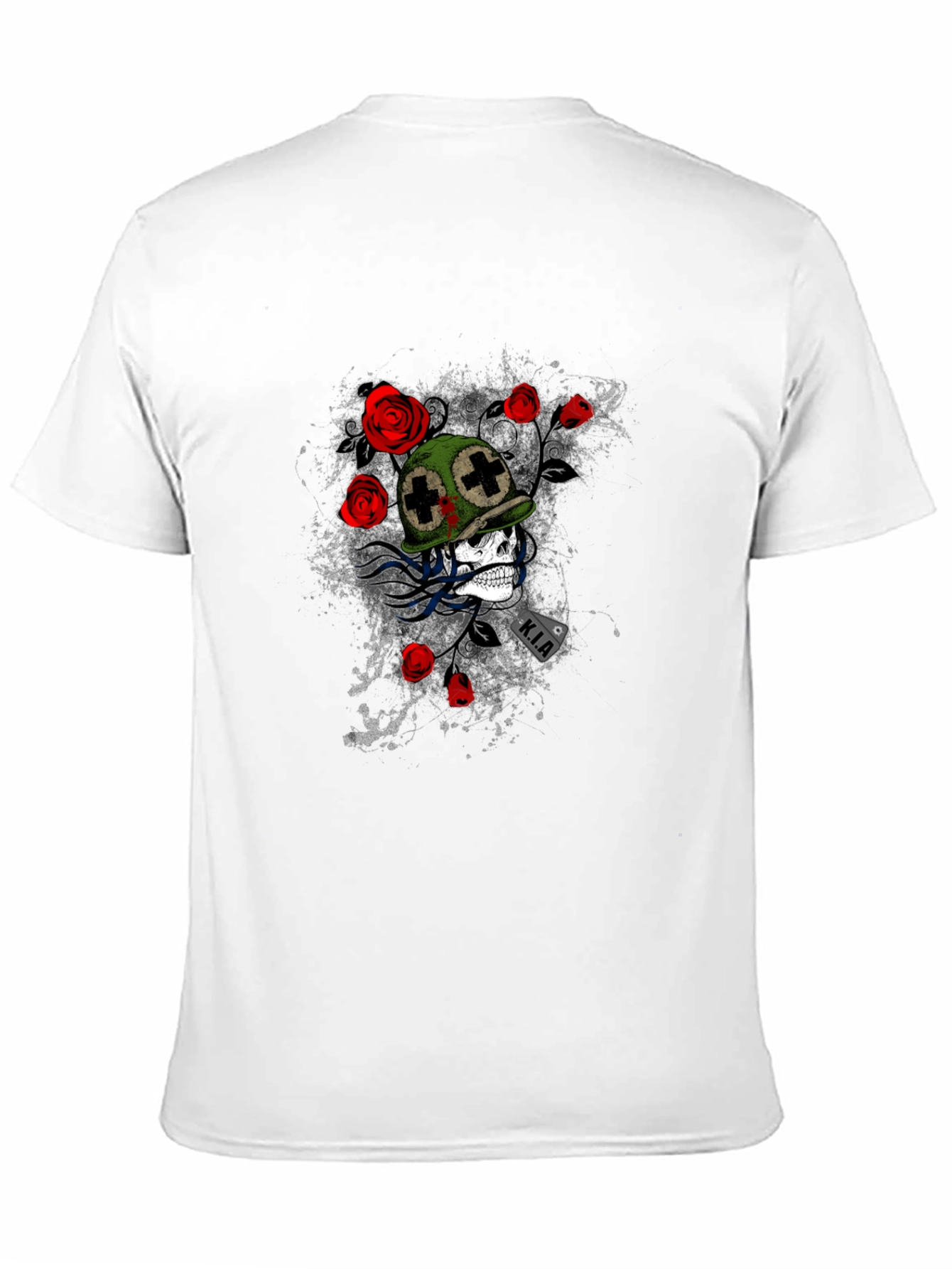 Skull & Roses Graphic Tee - Black Casual T-Shirt