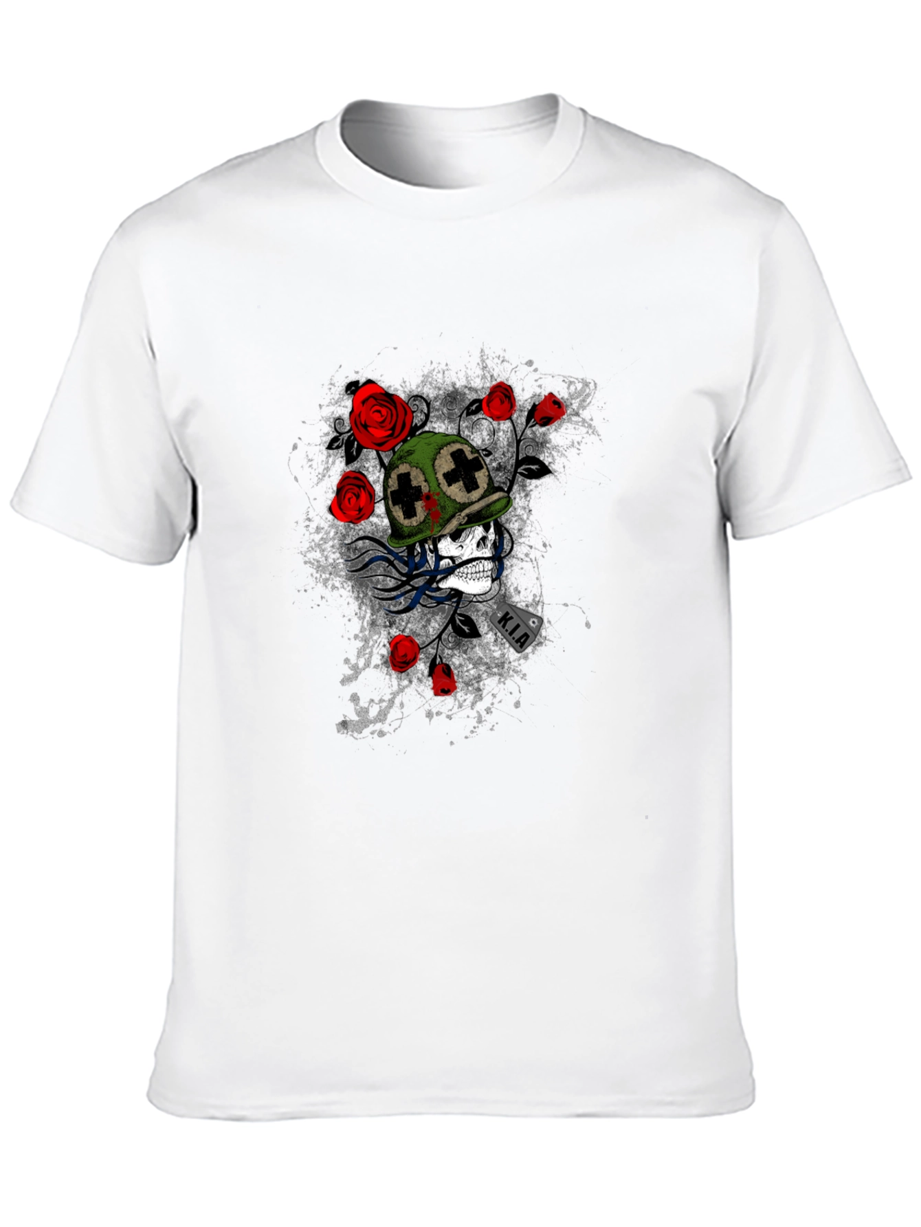 Skull & Roses Graphic Tee - Black Casual T-Shirt