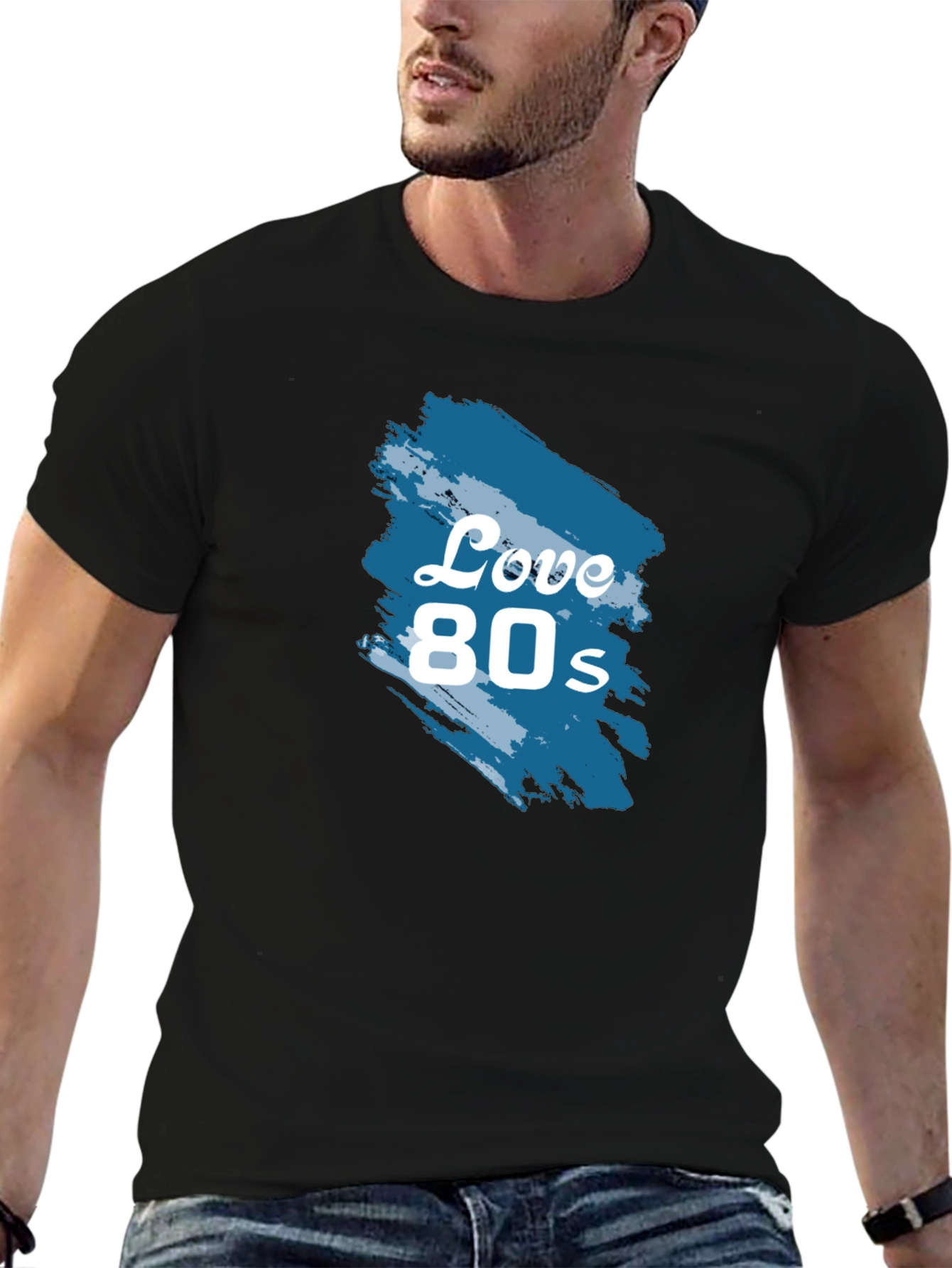 Love 80s Retro Graphic Tee - Classic Black T-Shirt