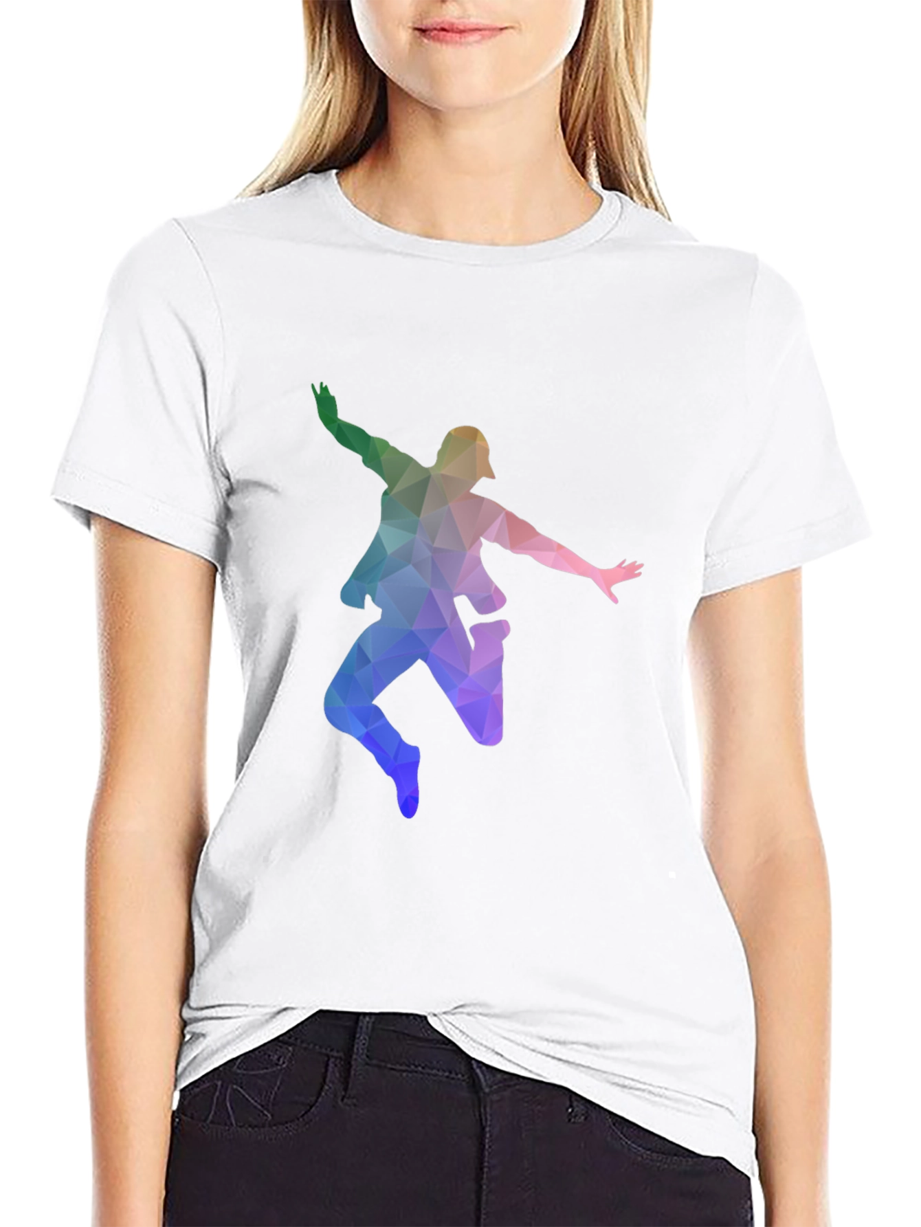Geometric Dancer Graphic T-Shirt - Black
