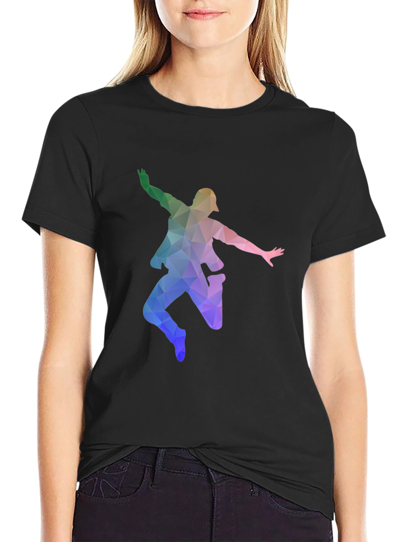 Geometric Dancer Graphic T-Shirt - Black