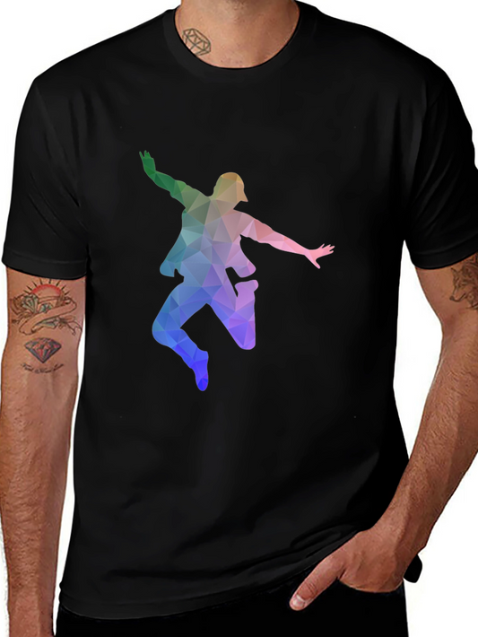 Geometric Dancer Graphic T-Shirt - Black