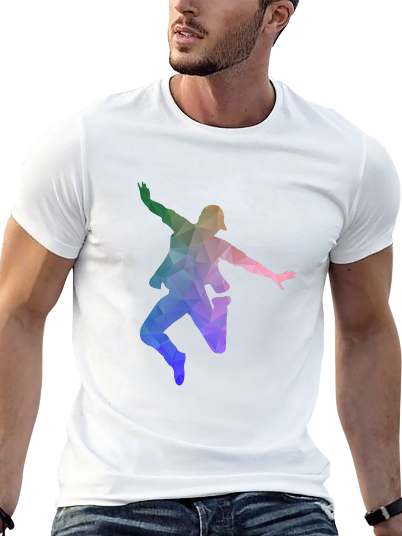 Geometric Dancer Graphic T-Shirt - Black