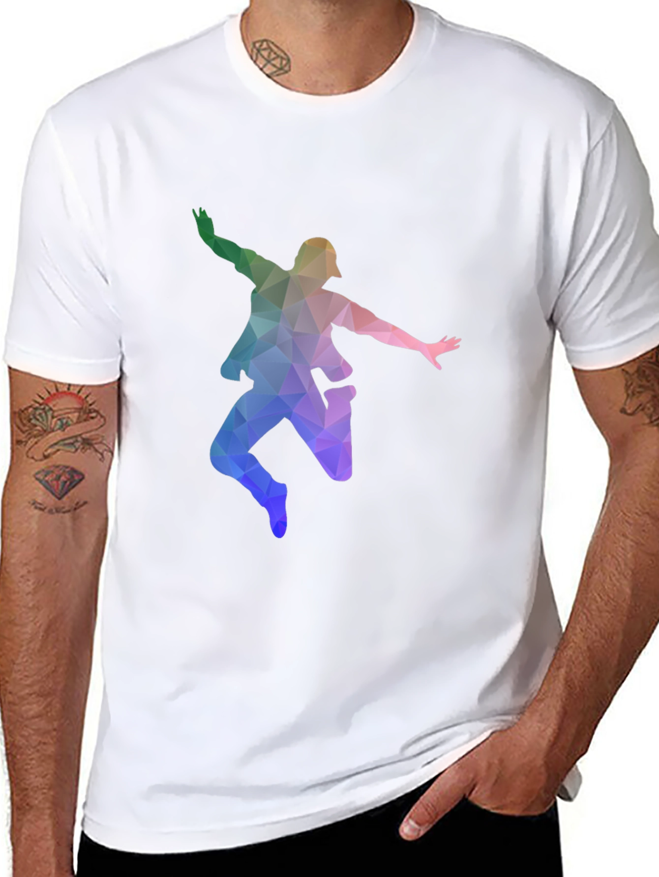 Geometric Dancer Graphic T-Shirt - Black