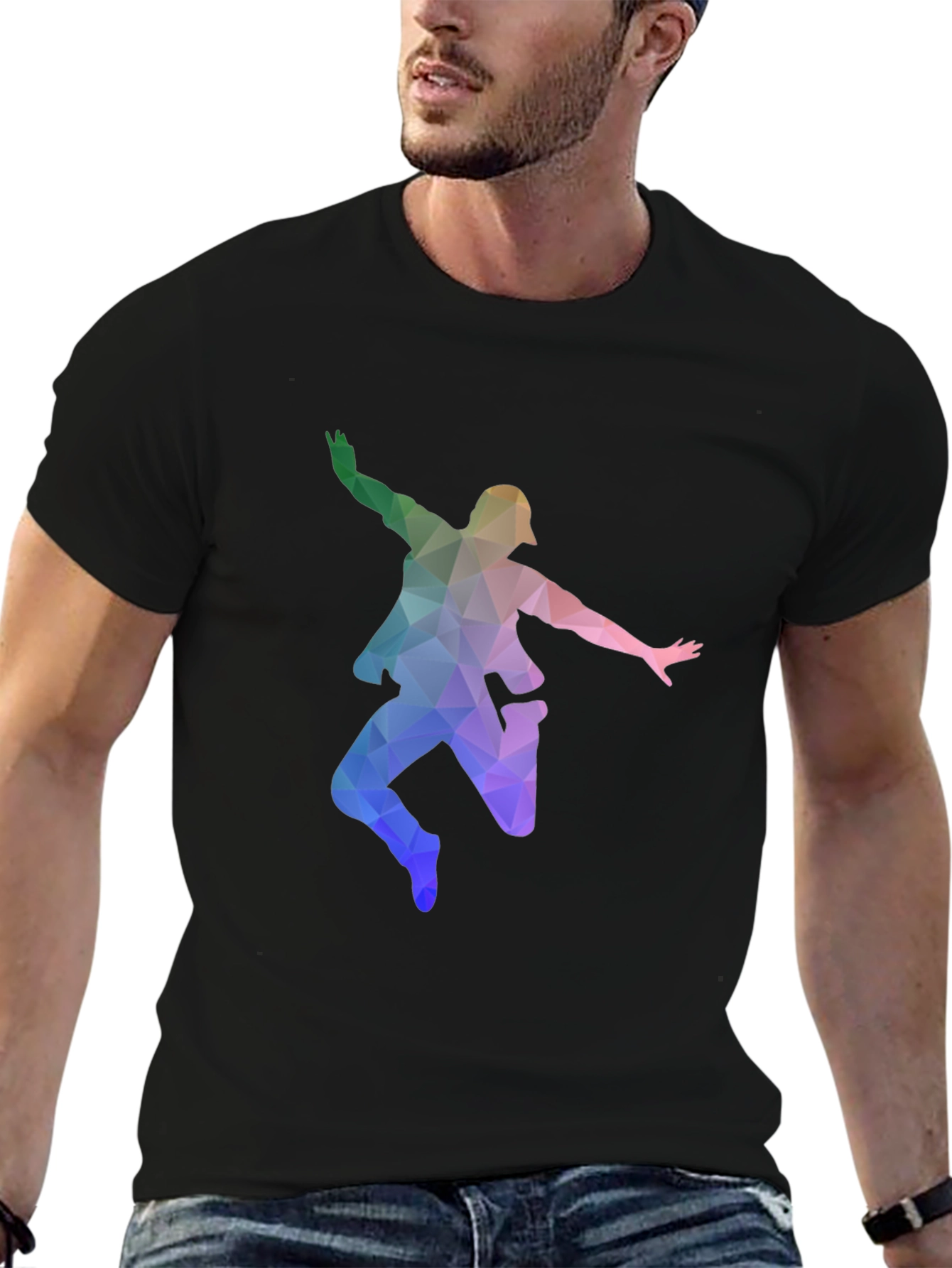Geometric Dancer Graphic T-Shirt - Black