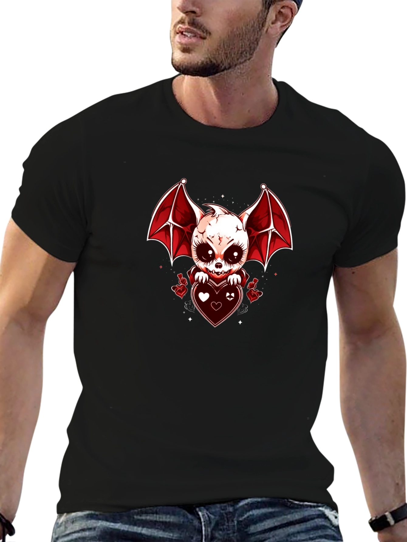 Gothic Bat Heart T-Shirt - Dark Valentines Style