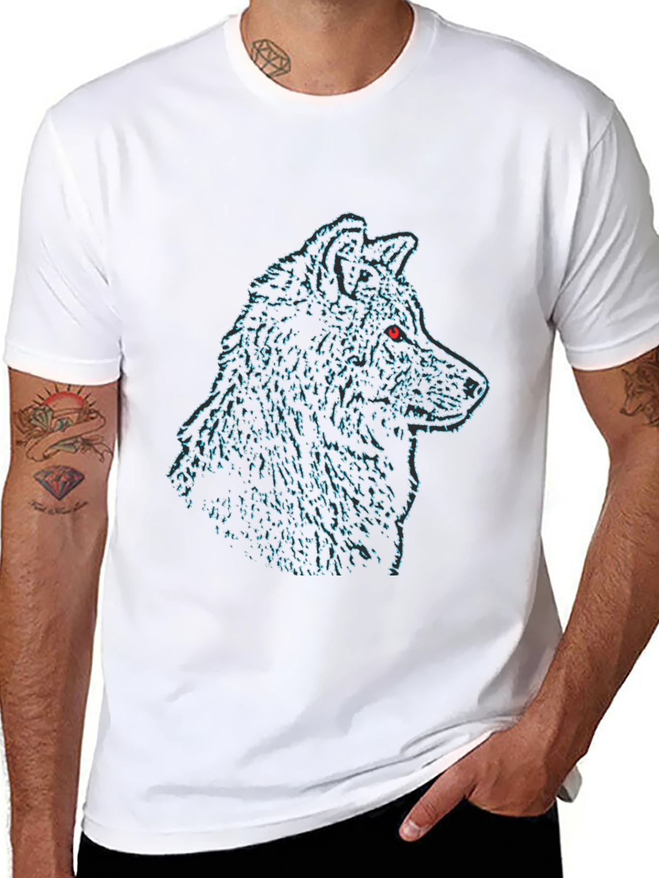 Wolf Head Black Tee - Graphic Print