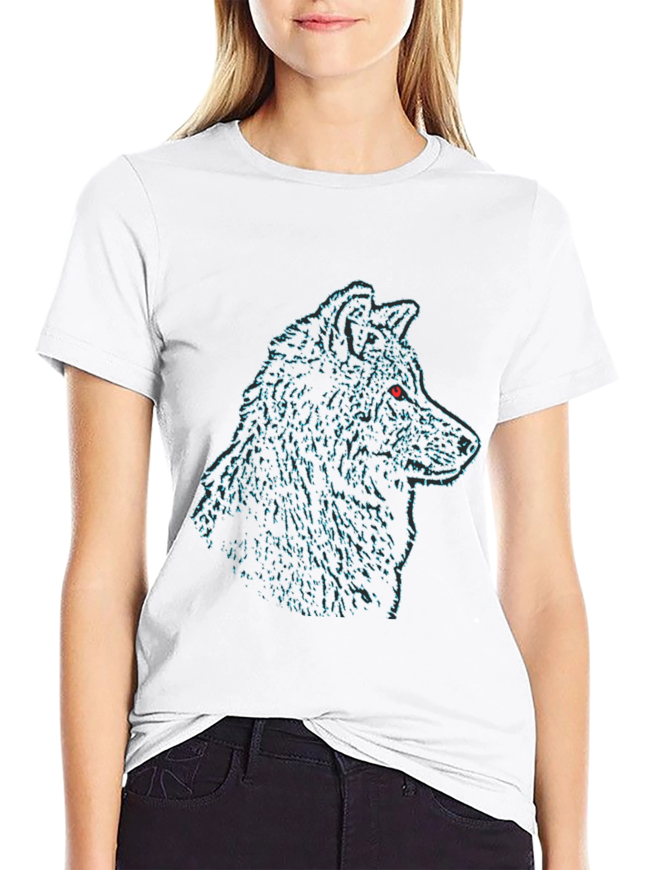 Wolf Head Black Tee - Graphic Print