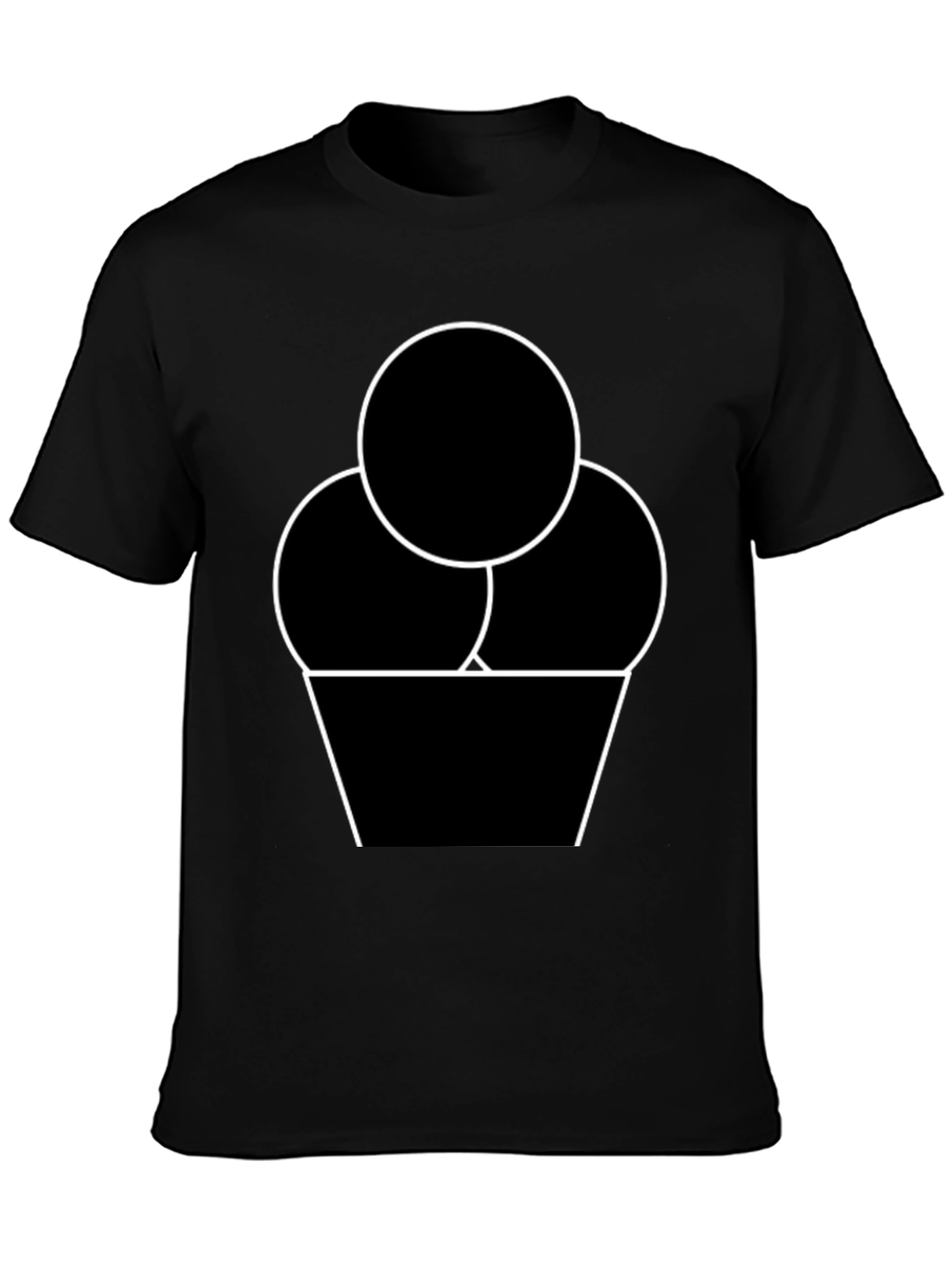 Ice Cream Graphic Tee - Black Cotton T-Shirt