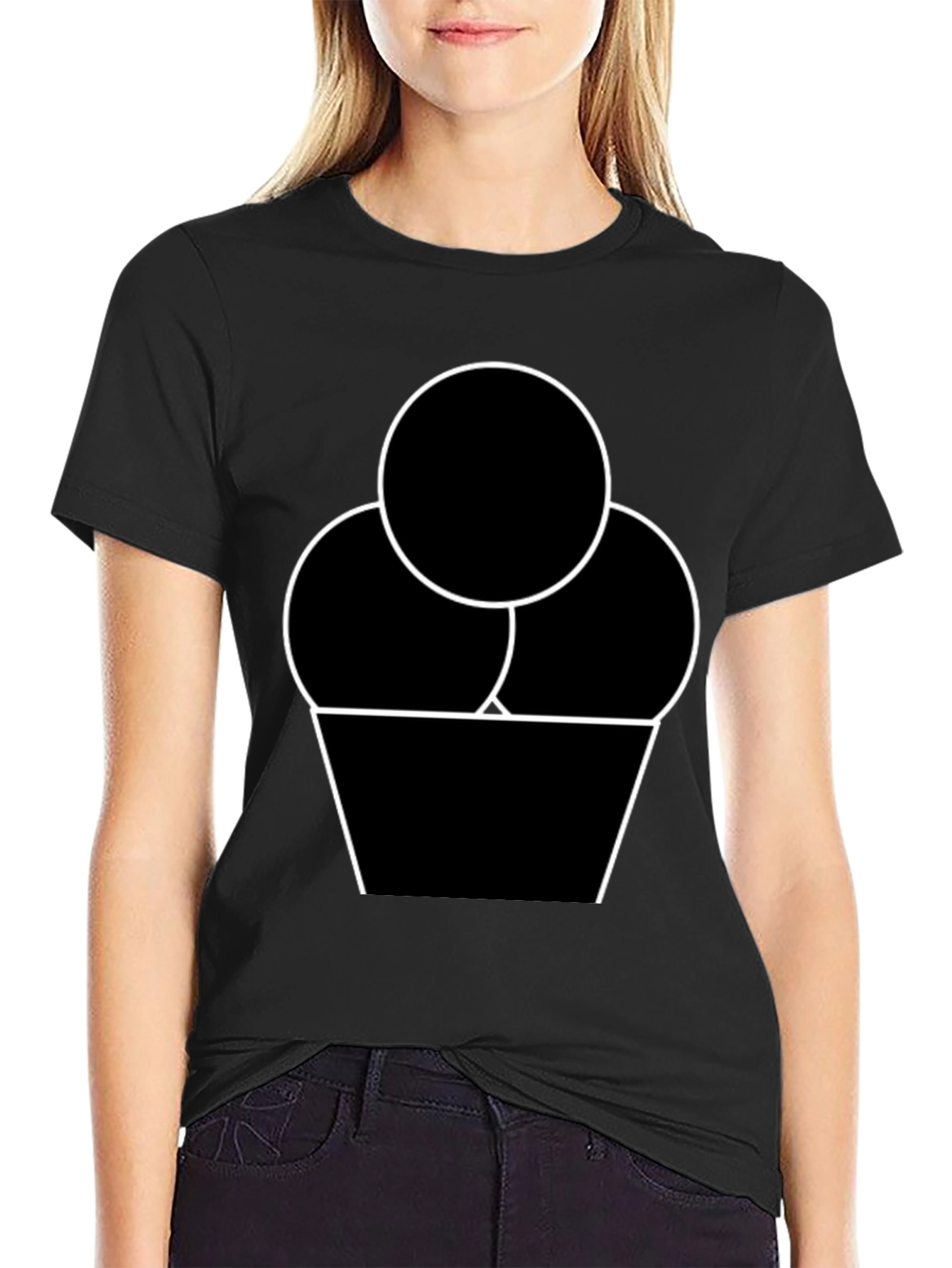 Ice Cream Graphic Tee - Black Cotton T-Shirt