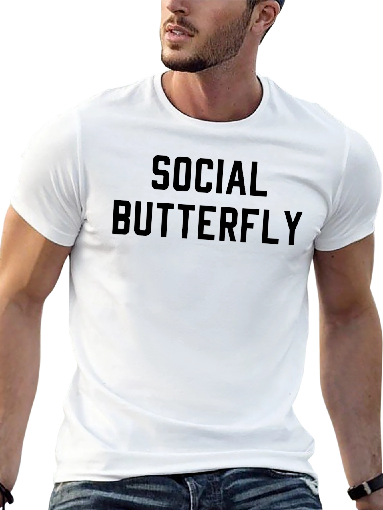 Social Butterfly Black T-Shirt - Bold Statement Tee