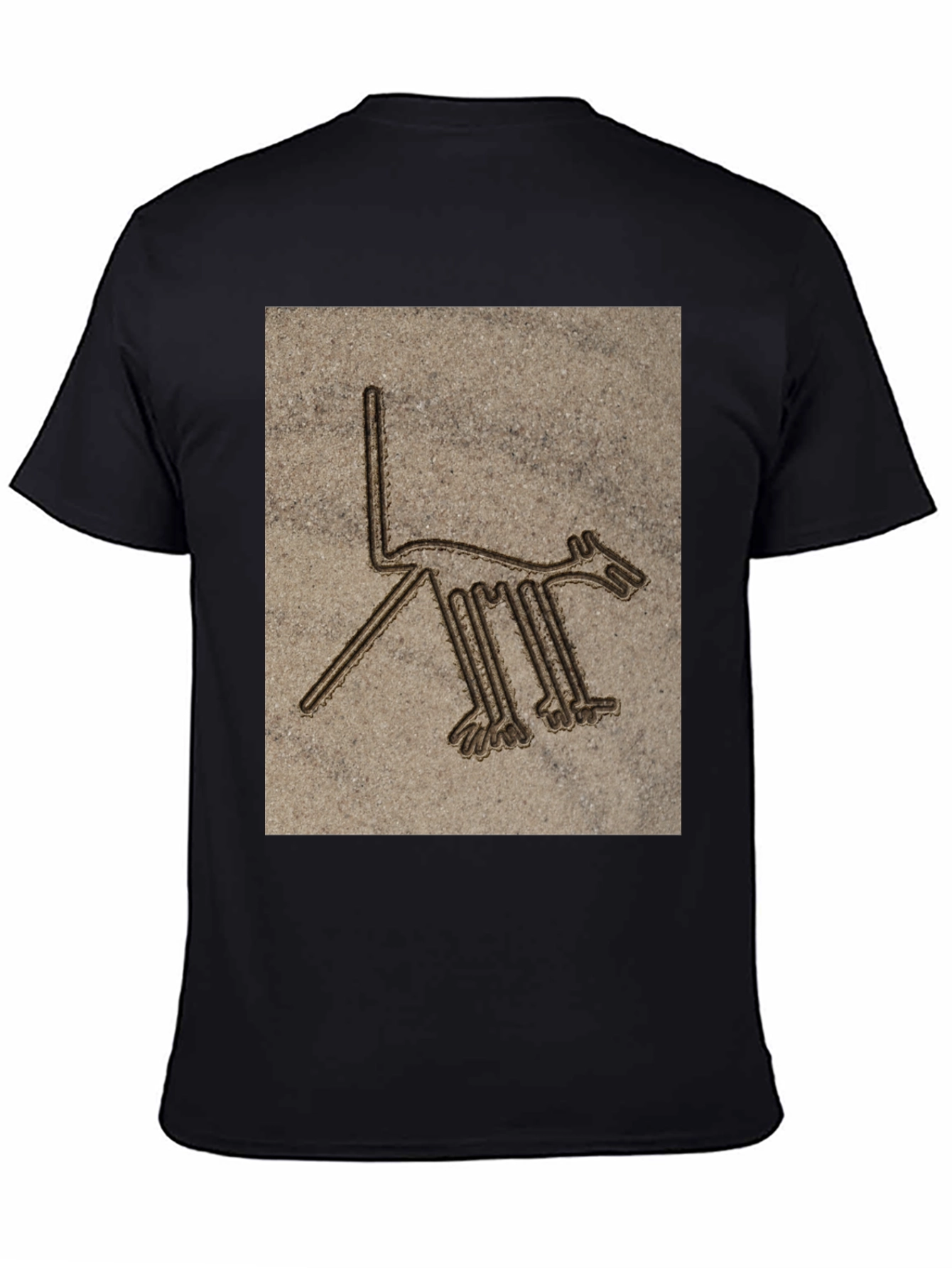 Nazca Lines Dog Graphic T-Shirt - Black Cotton Tee