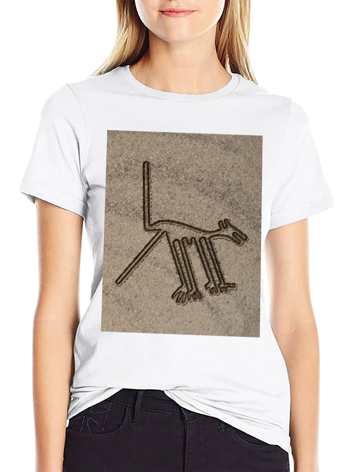 Nazca Lines Dog Graphic T-Shirt - Black Cotton Tee