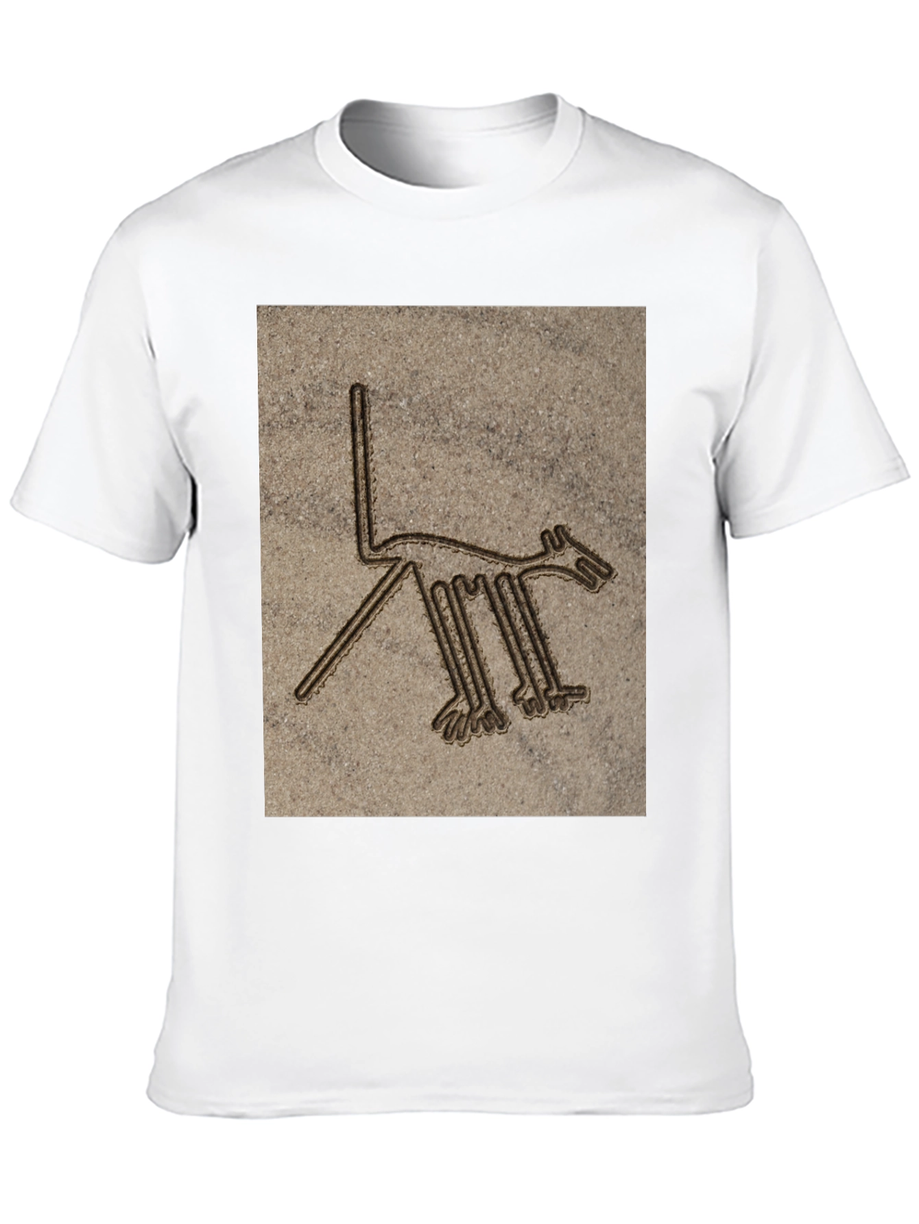 Nazca Lines Dog Graphic T-Shirt - Black Cotton Tee