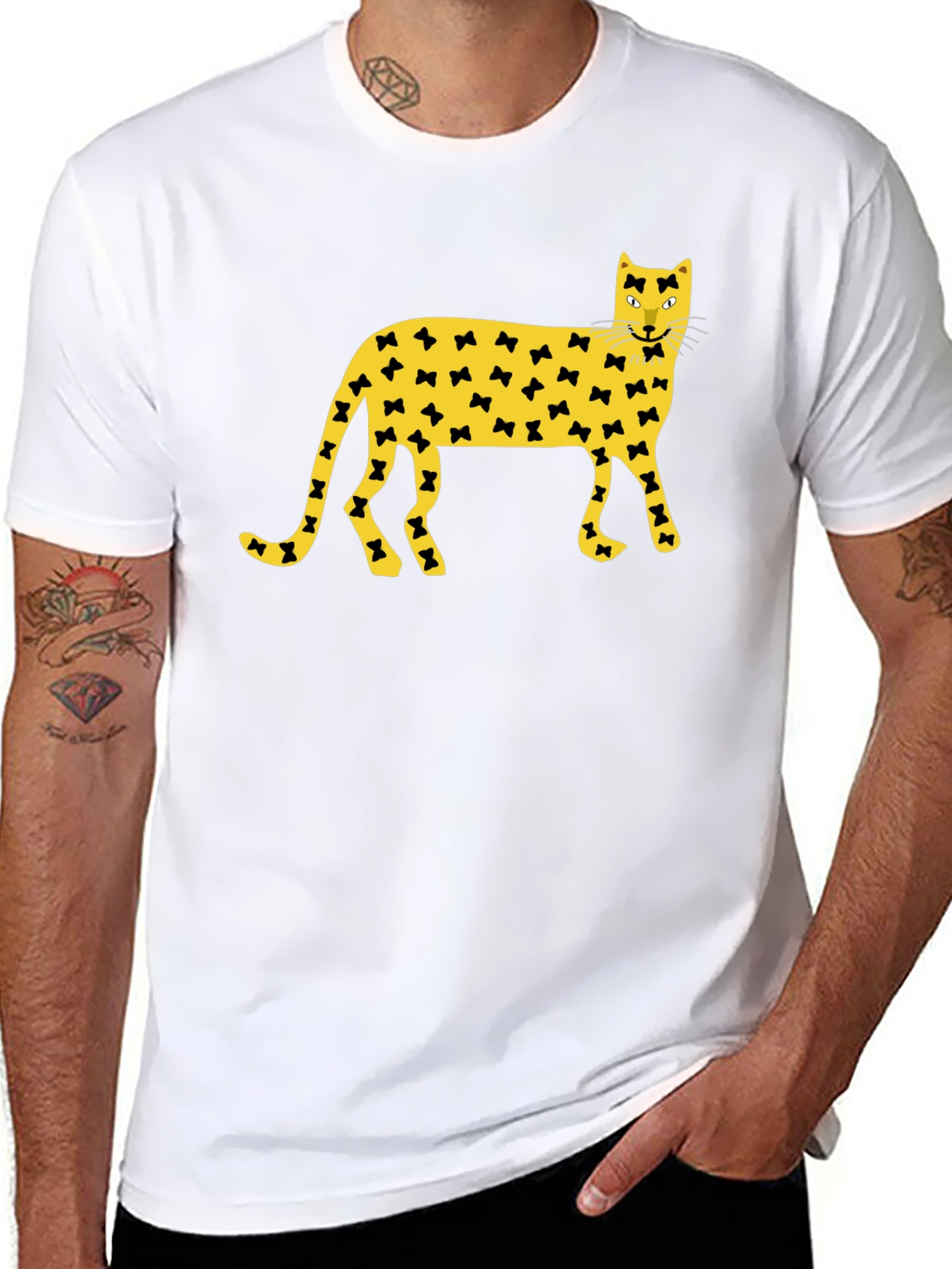 Bowtie Cat Graphic Black T-Shirt