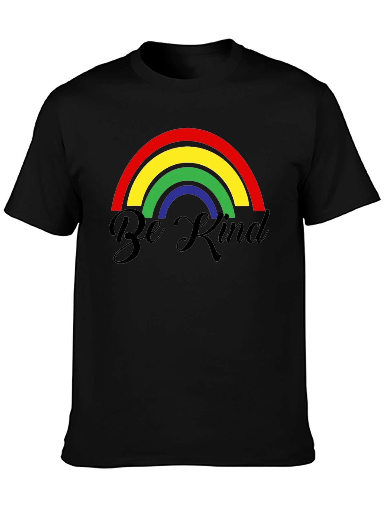 Be Kind Rainbow Graphic T-Shirt - Black