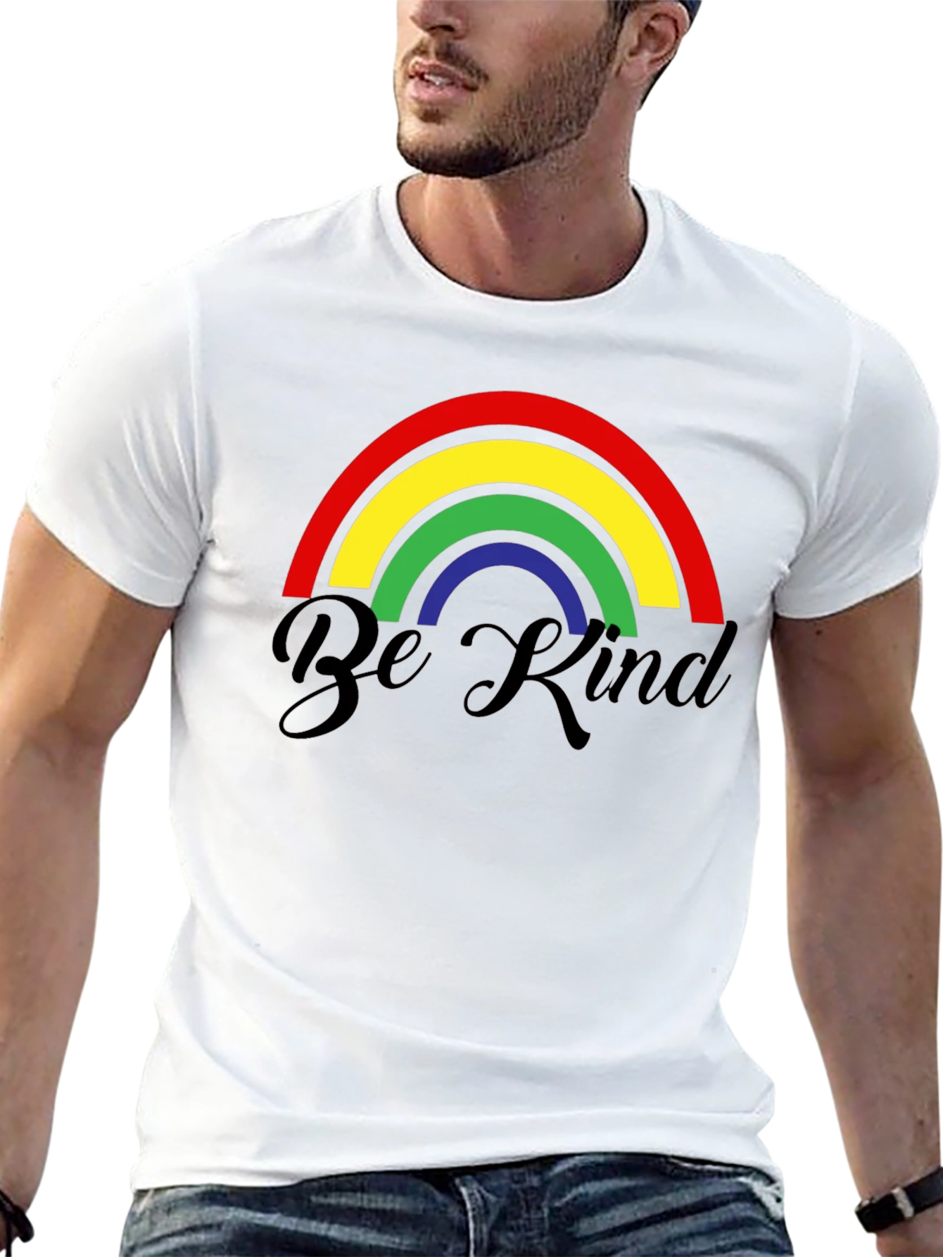 Be Kind Rainbow Graphic T-Shirt - Black