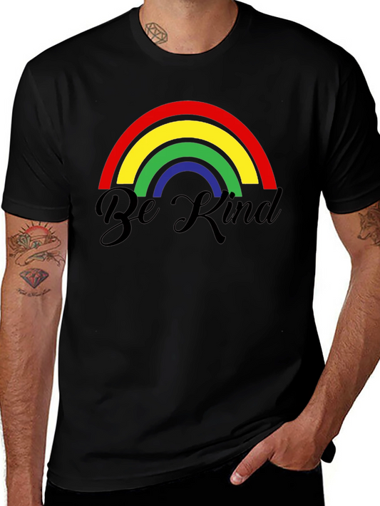 Be Kind Rainbow Graphic T-Shirt - Black