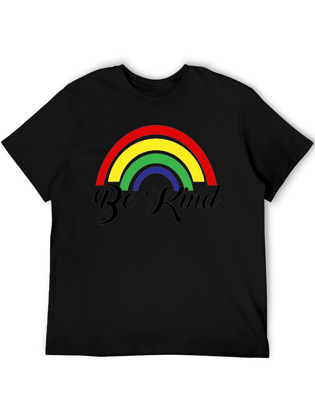Be Kind Rainbow Graphic T-Shirt - Black