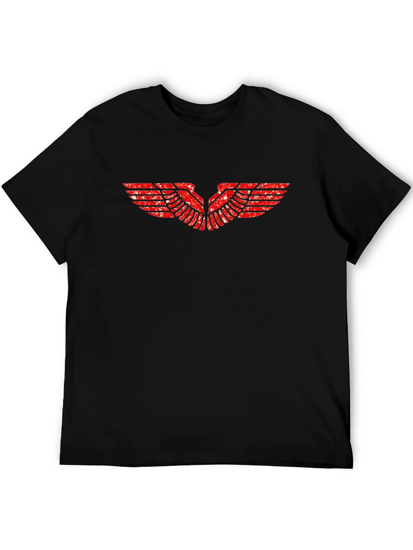 Black Tee with Red Wing Graphic