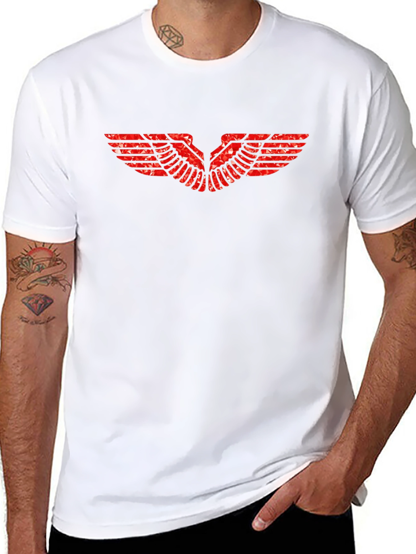 Black Tee with Red Wing Graphic